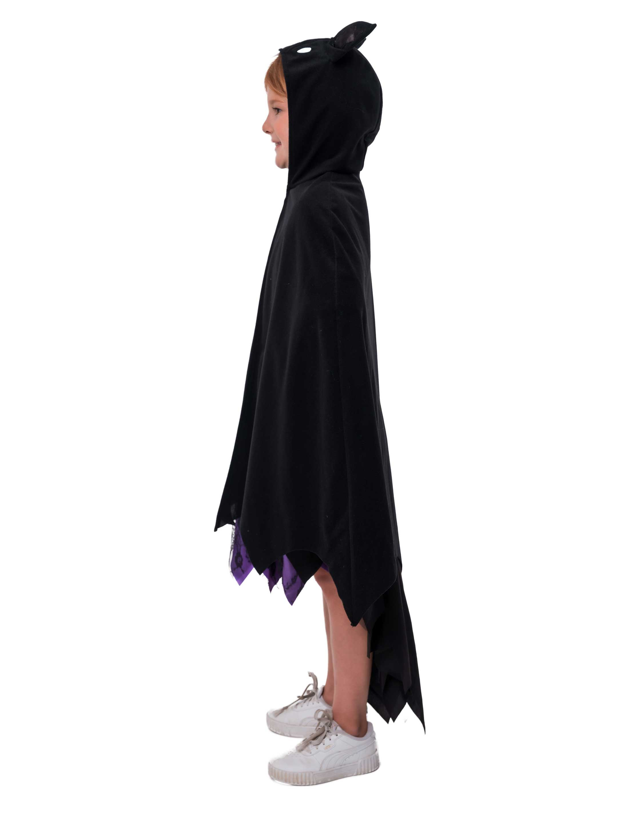 Cape Fledermaus mit Kapuze Kinder schwarz one size