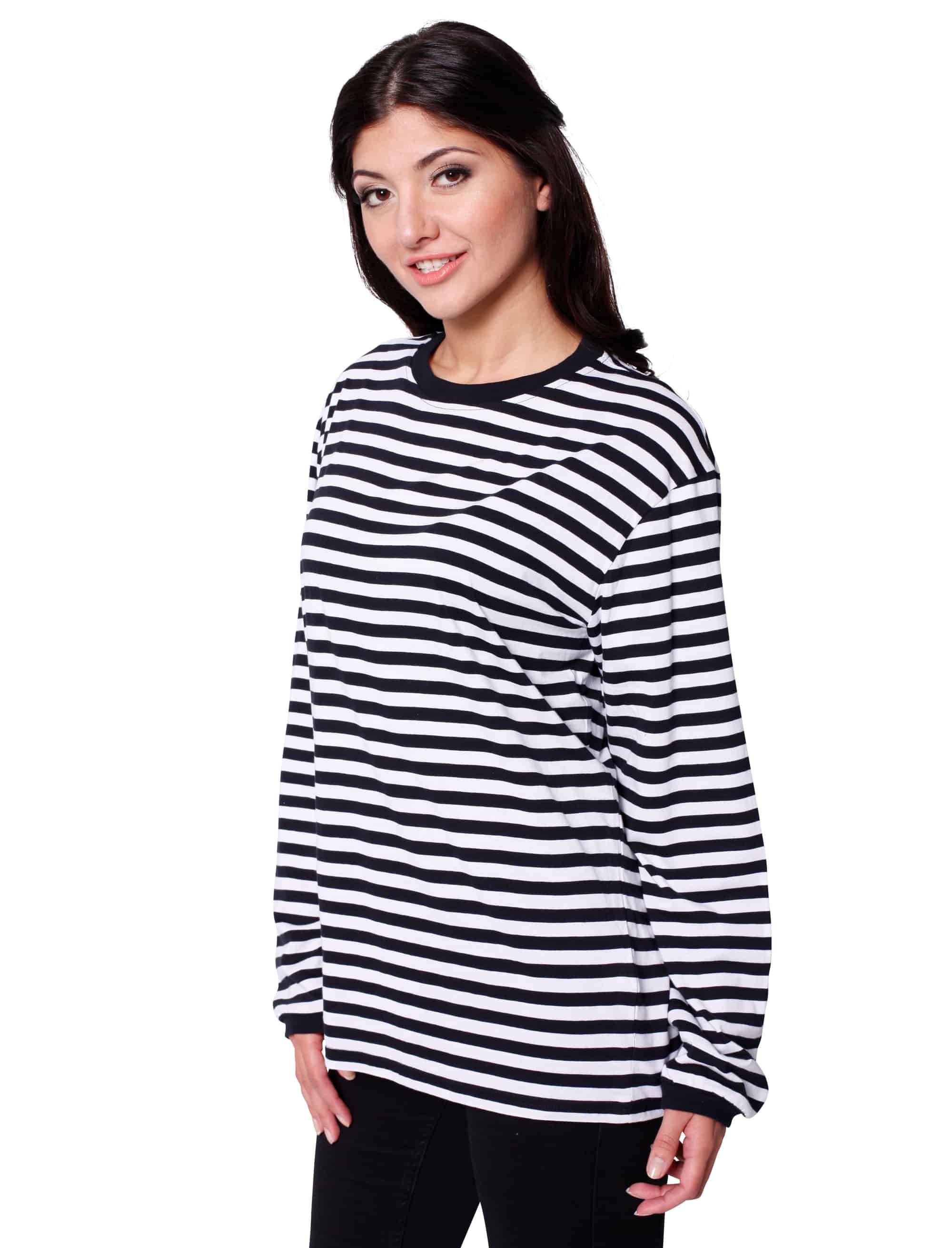 Ringelpulli langarm Unisex schwarz/weiß M
