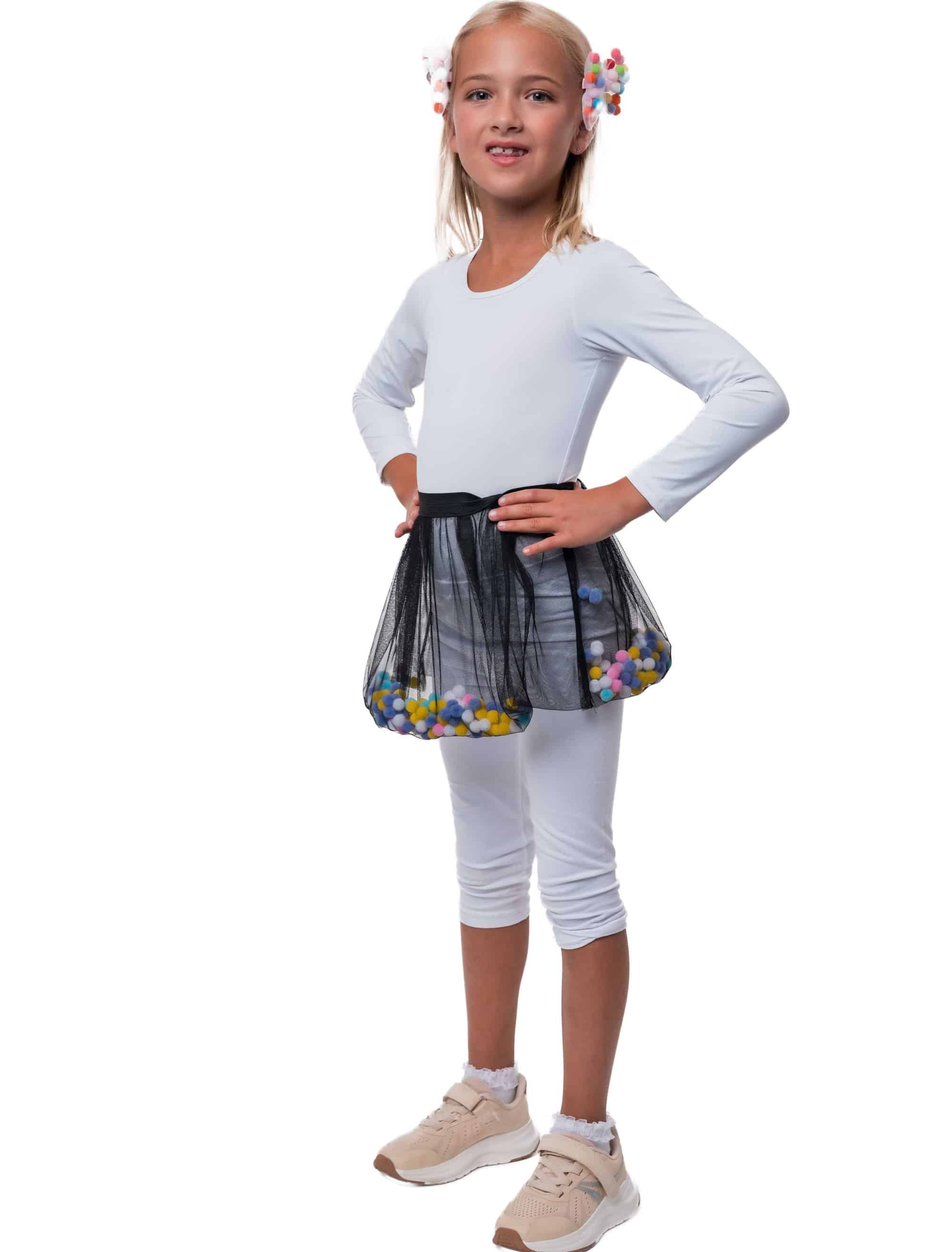 Rock mit Pompoms Kinder schwarz 128/140