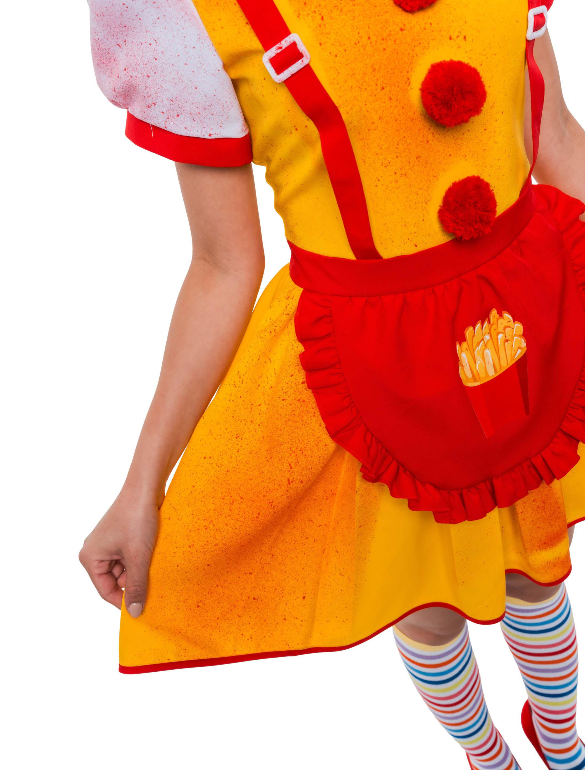 Kleid Horrorclown Fast-Food Damen rot/gelb S