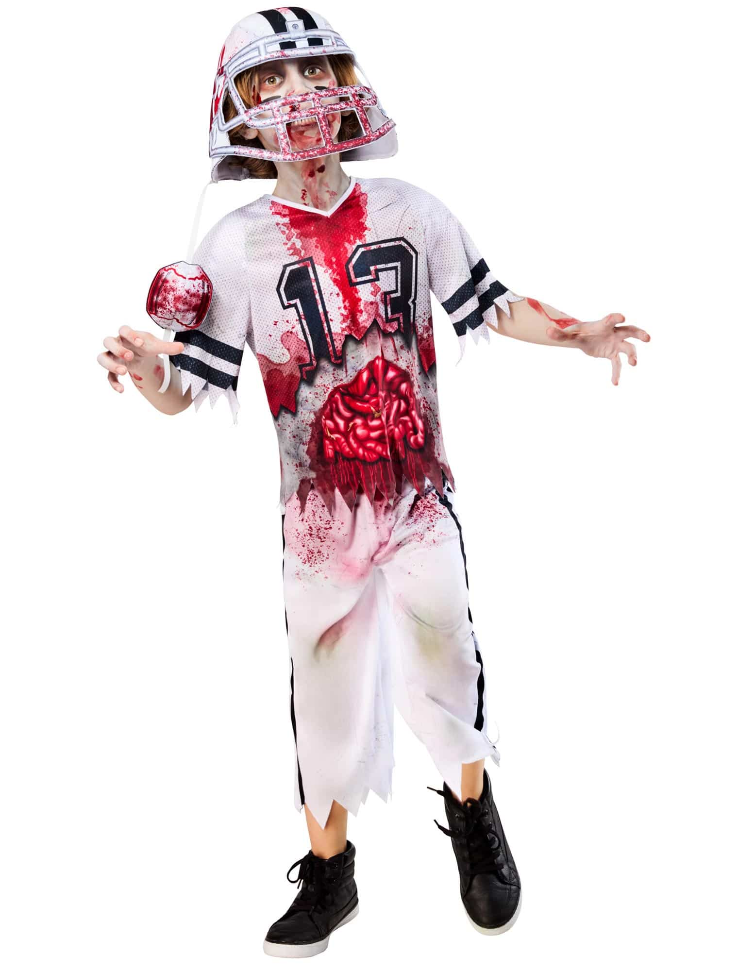 Kostüm Zombie Footballer 3-tlg. Kinder weiß/rot 146/152