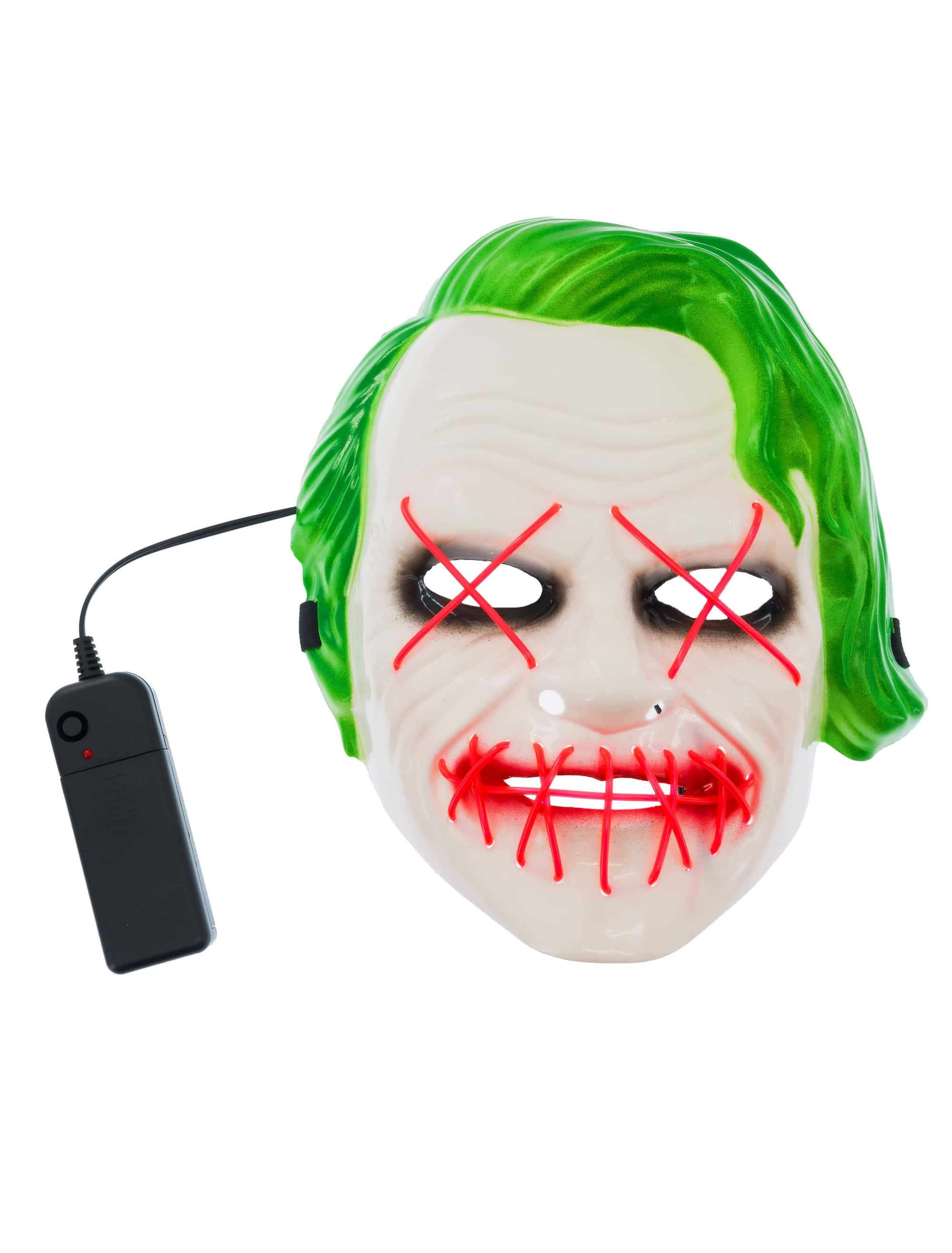 LED Maske Schurke grün/weiß
