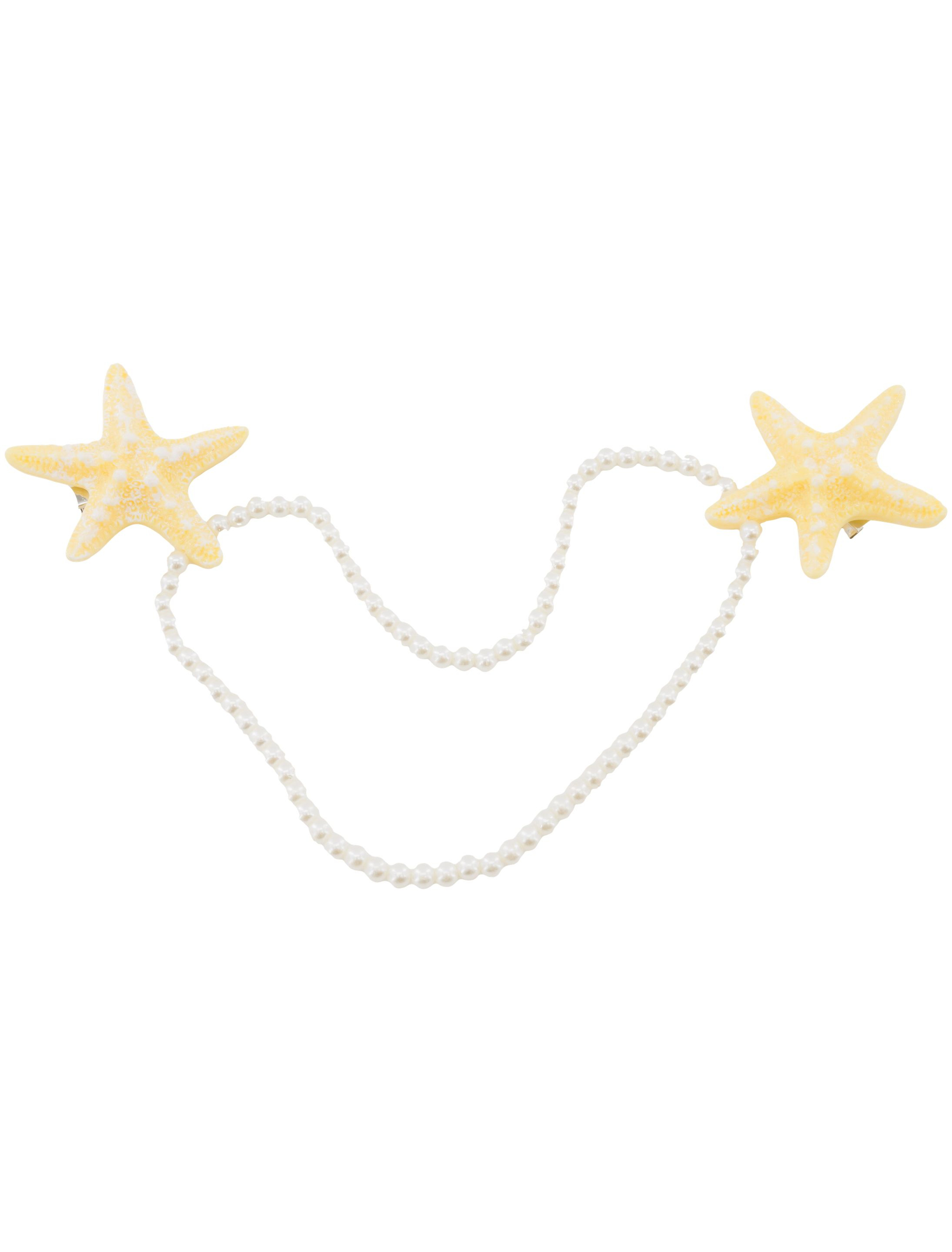 Kopfschmuck Seesterne und Perlen Damen gelb/weiß