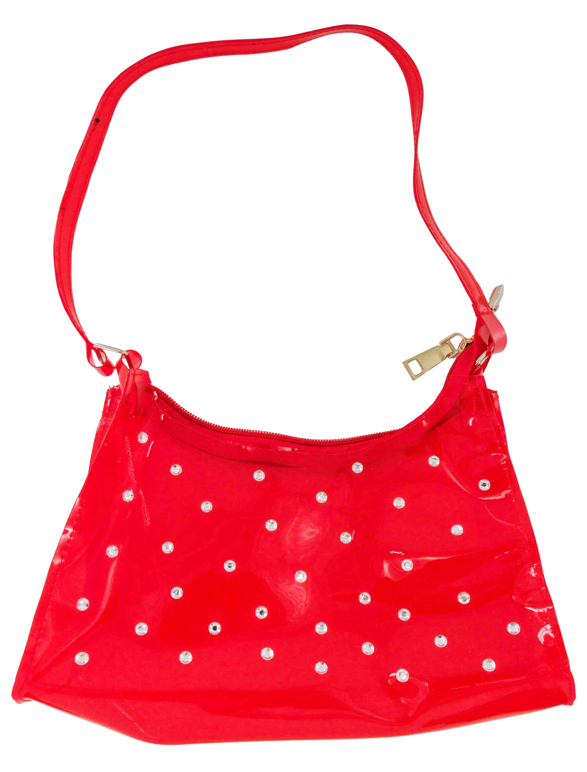 Tasche mit Kristallen durchsichtig rot