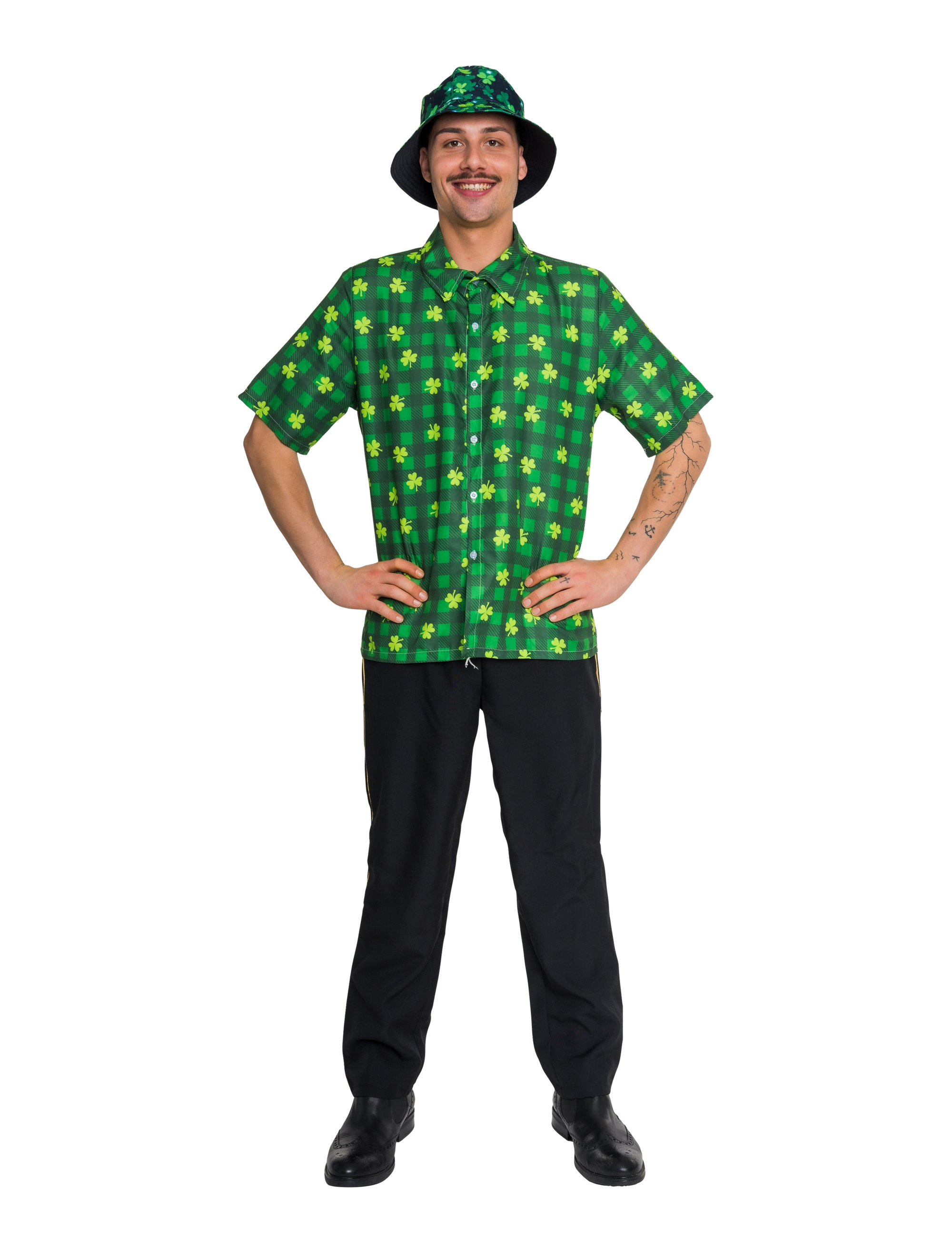 Hemd kurzarm Kleeblatt Herren bunt M/L
