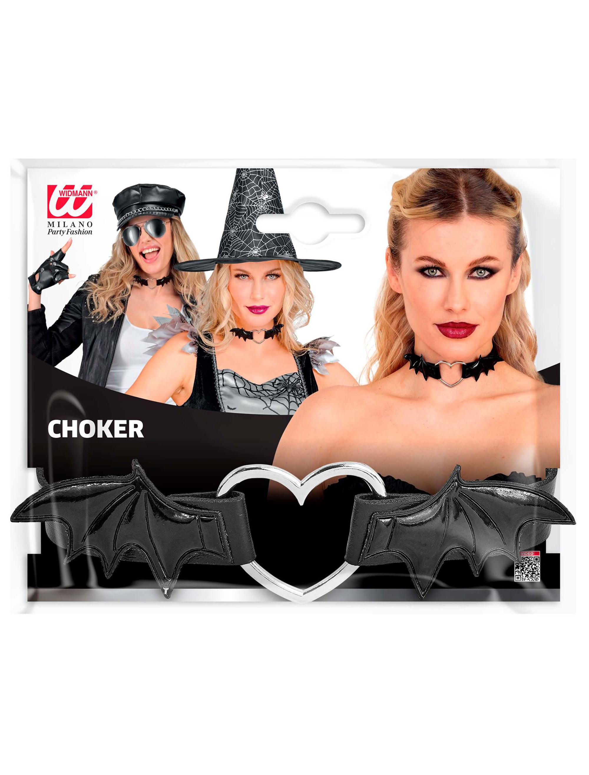 Choker mit Herz und Fledermausflügeln schwarz