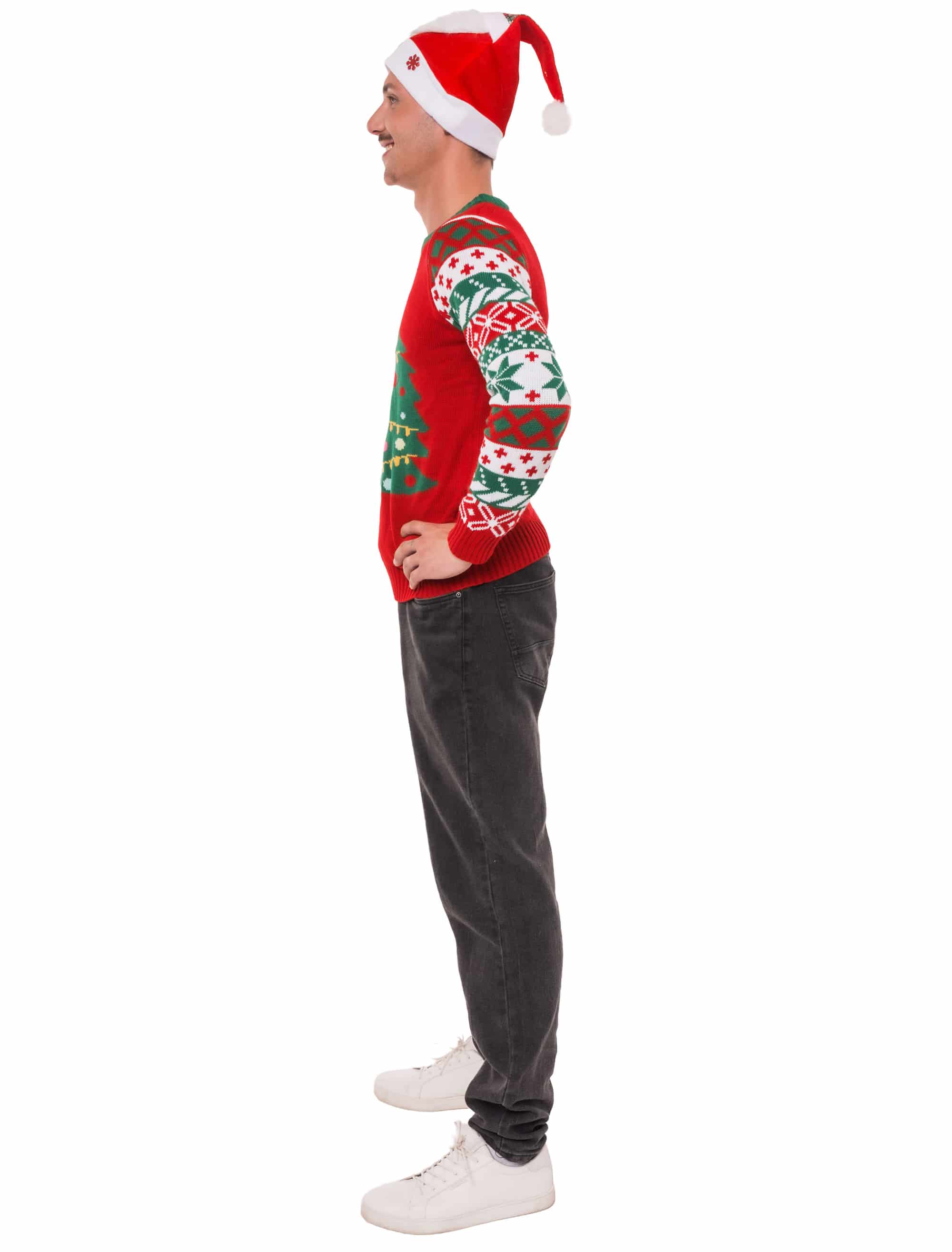 Strickpullover Weihnachtsbaum bunt S
