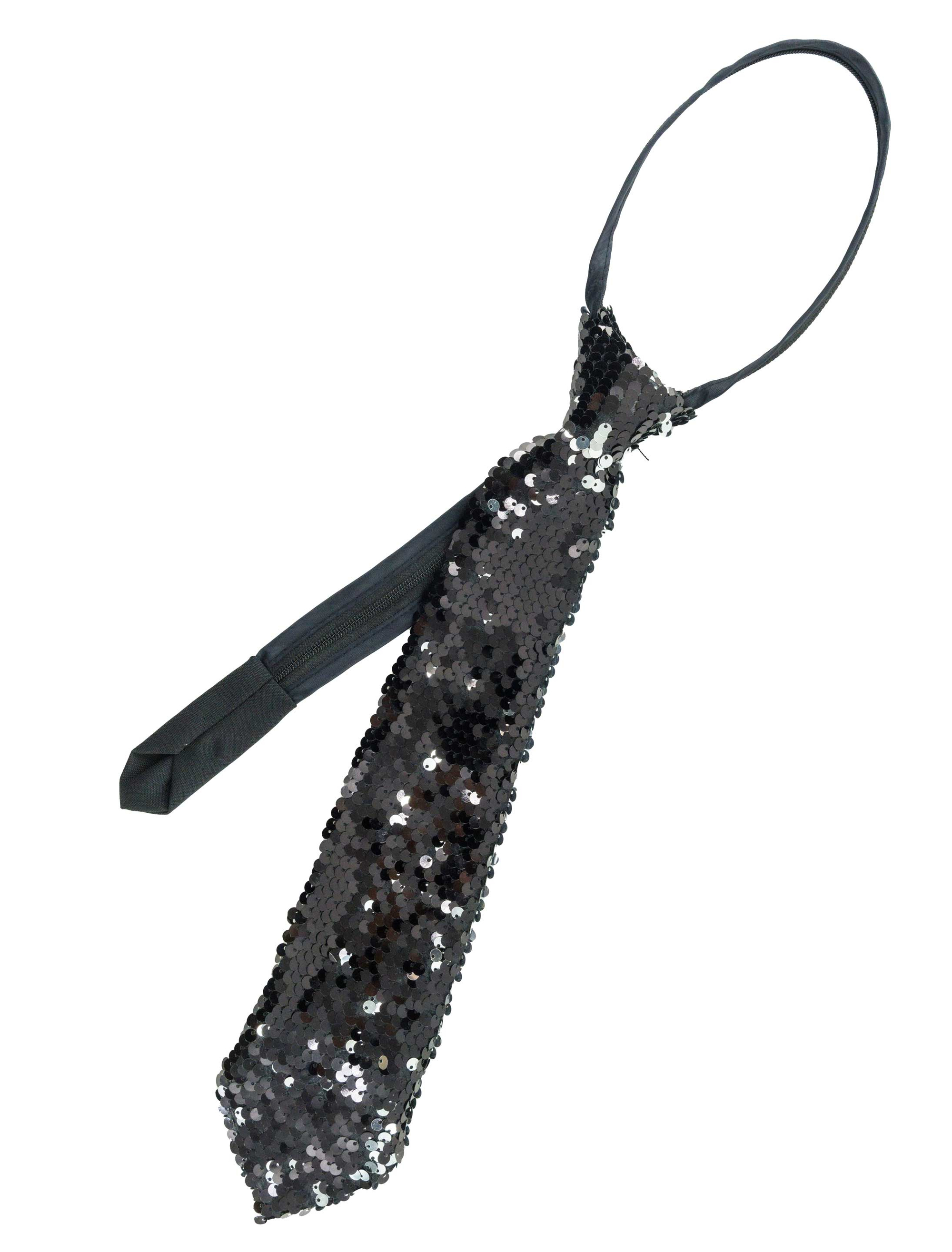 Krawatte Wendepailletten schwarz/silber