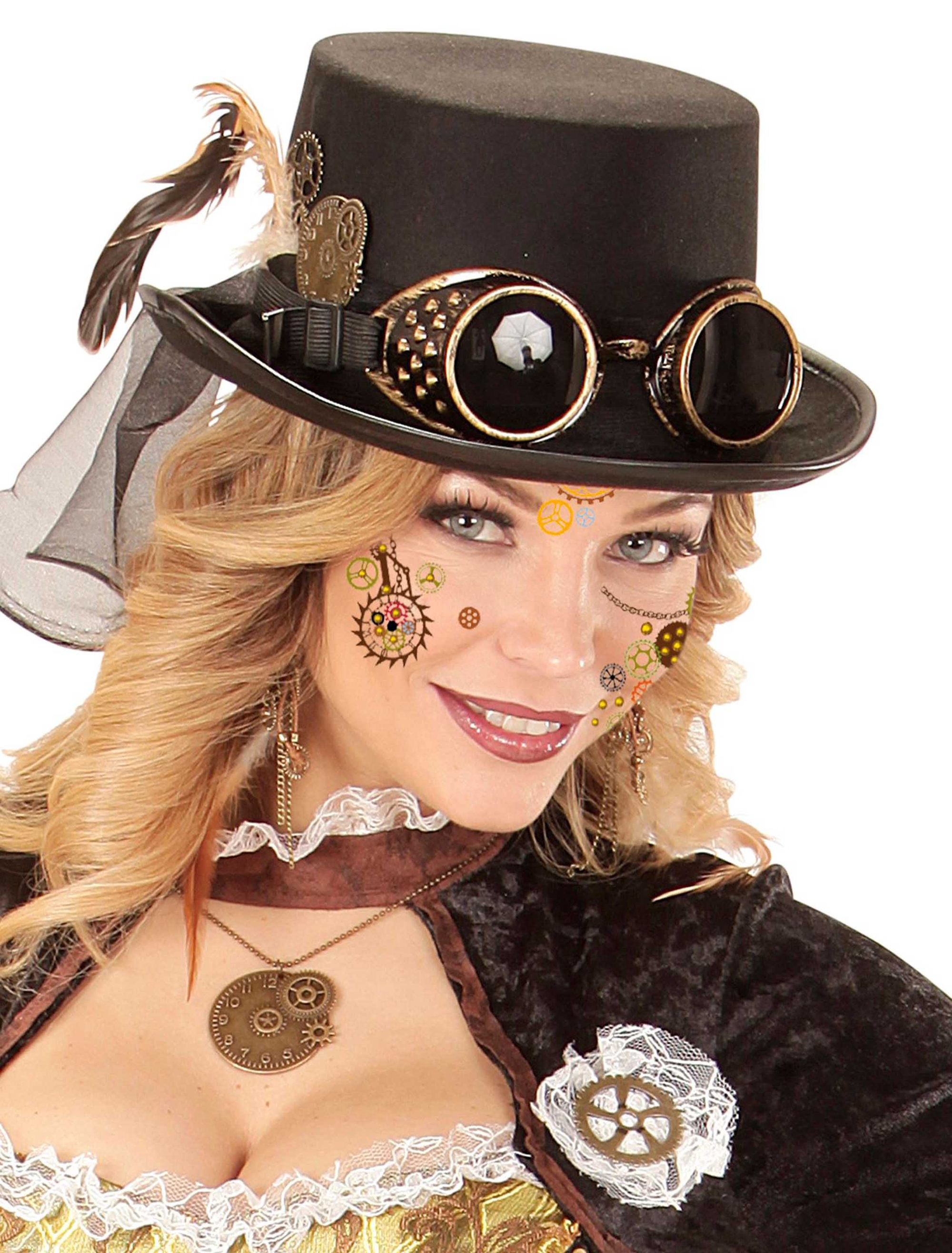 Gesichtssticker Steampunk bunt
