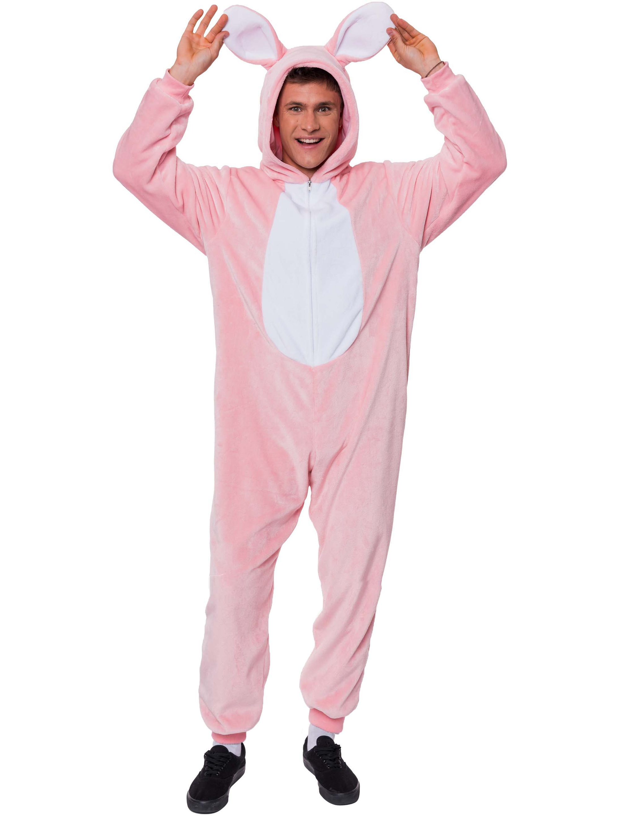Overall Hase Plüsch rosa/weiß L/XL