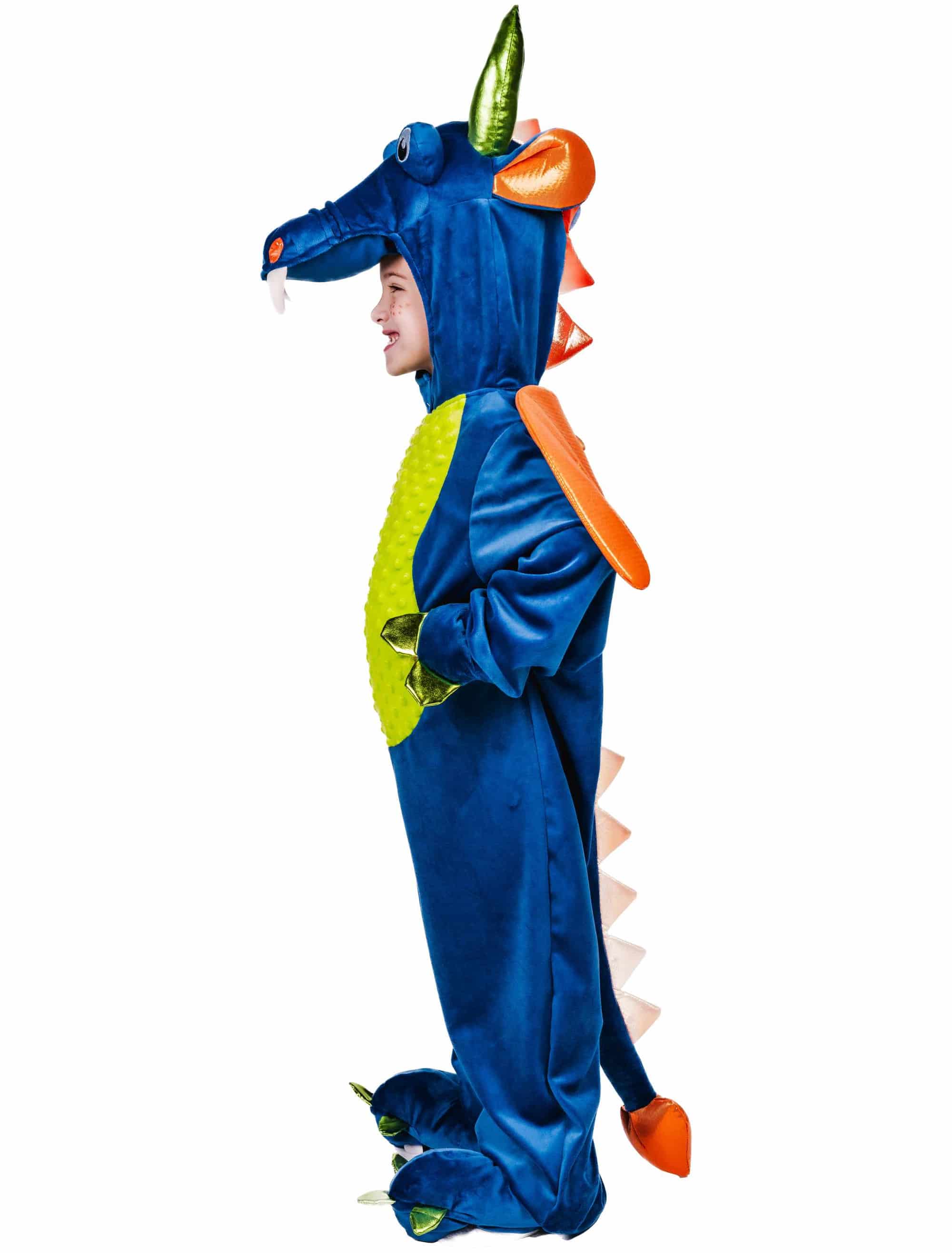 Overall Plüsch Drache Kinder blau 98/104