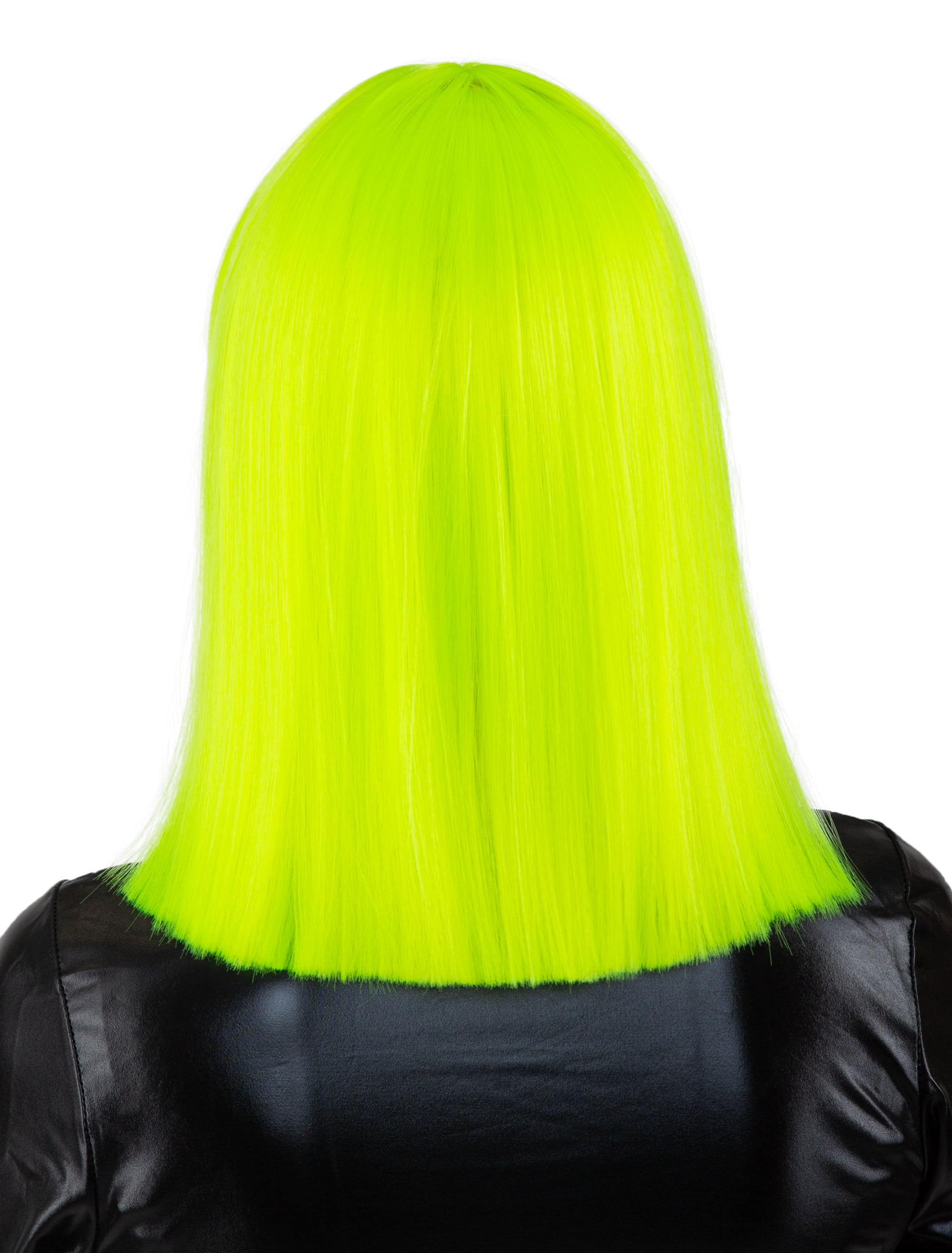 Perücke Langhaar glatt mit Pony neongrün