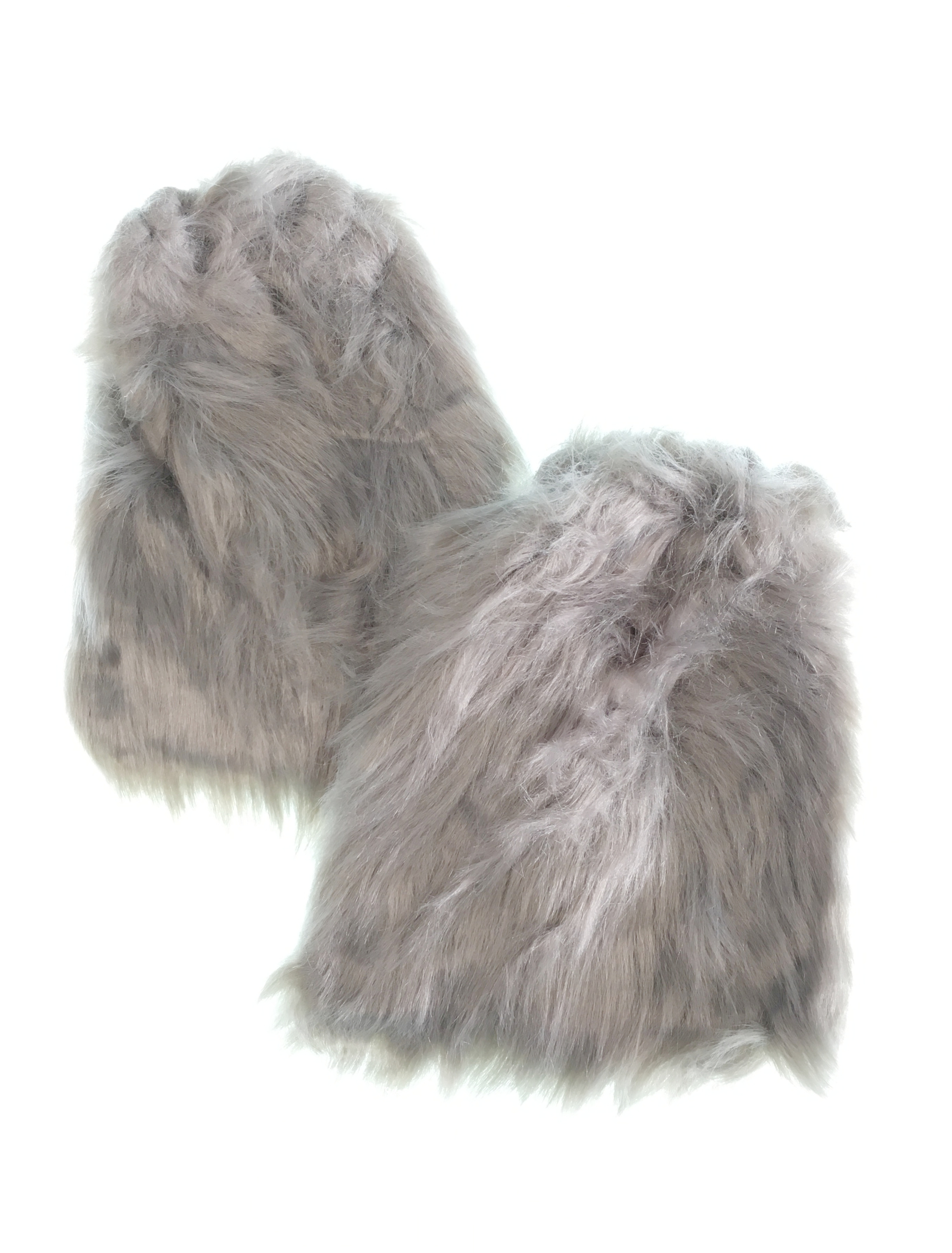 Beinwärmer Plüsch Wolf Damen rot/grau one size