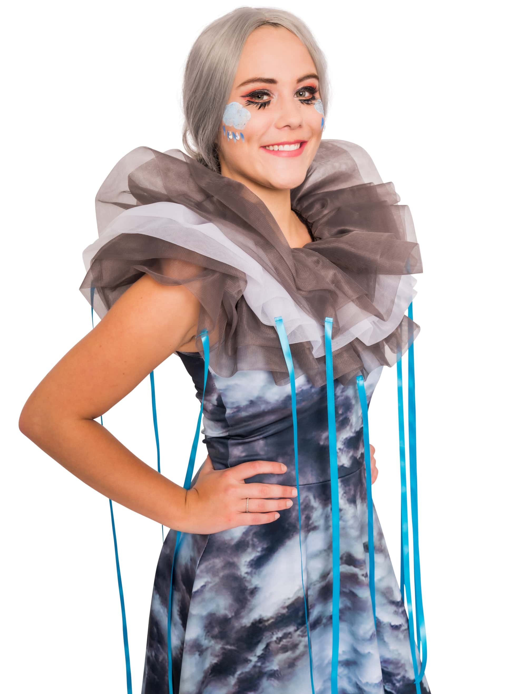 Kleid Wolken Damen blau/grau S