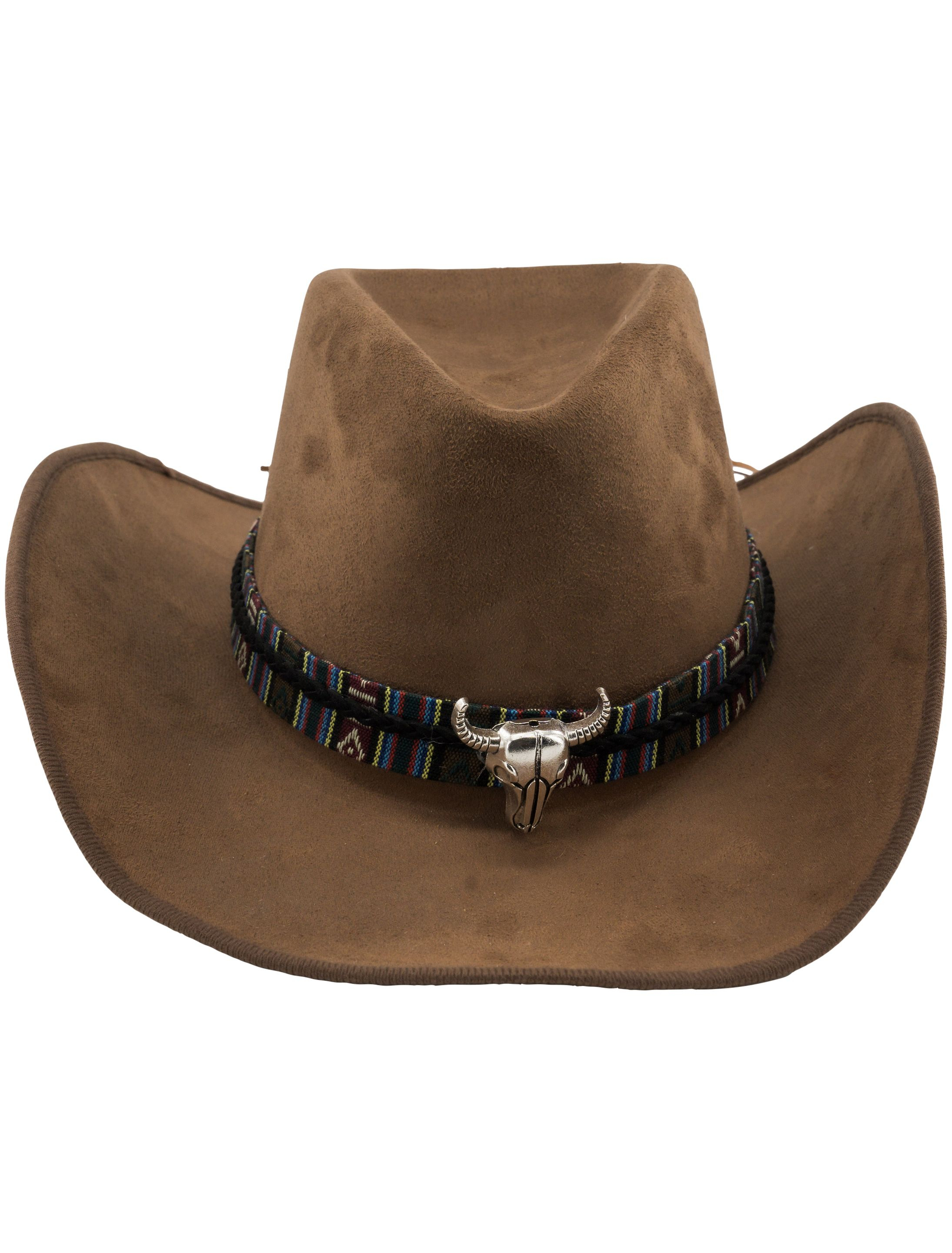 Cowboyhut mit Bullenkopf braun one size