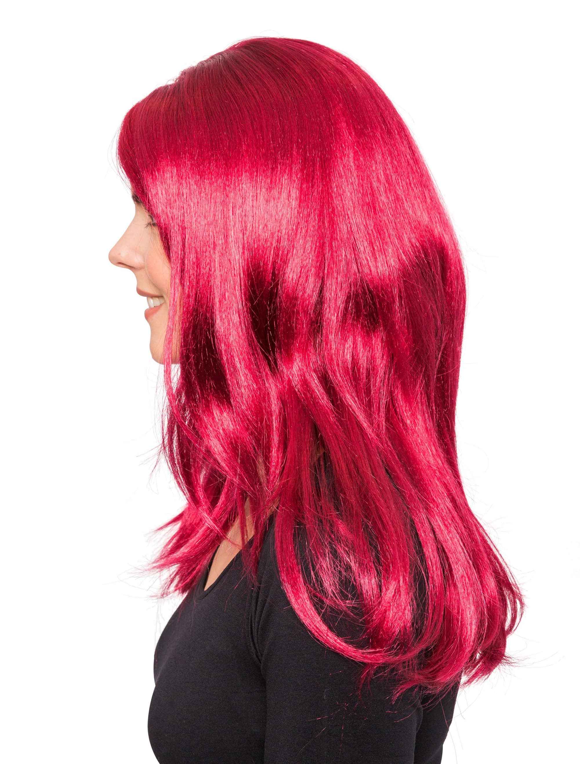 Perücke wellig mit Pony fuchsia one size