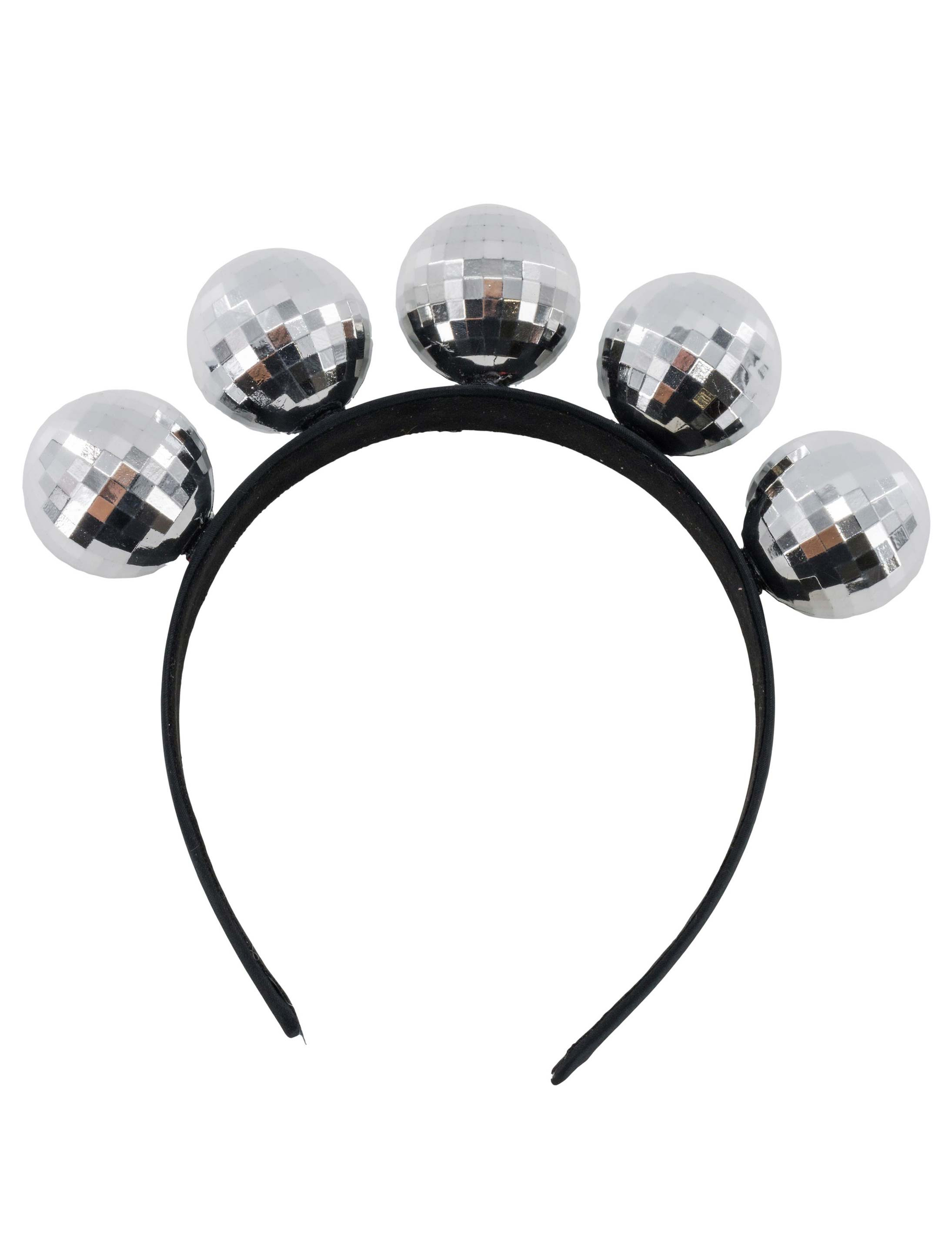 Haarreif mit 5 Discokugeln Metallic silber