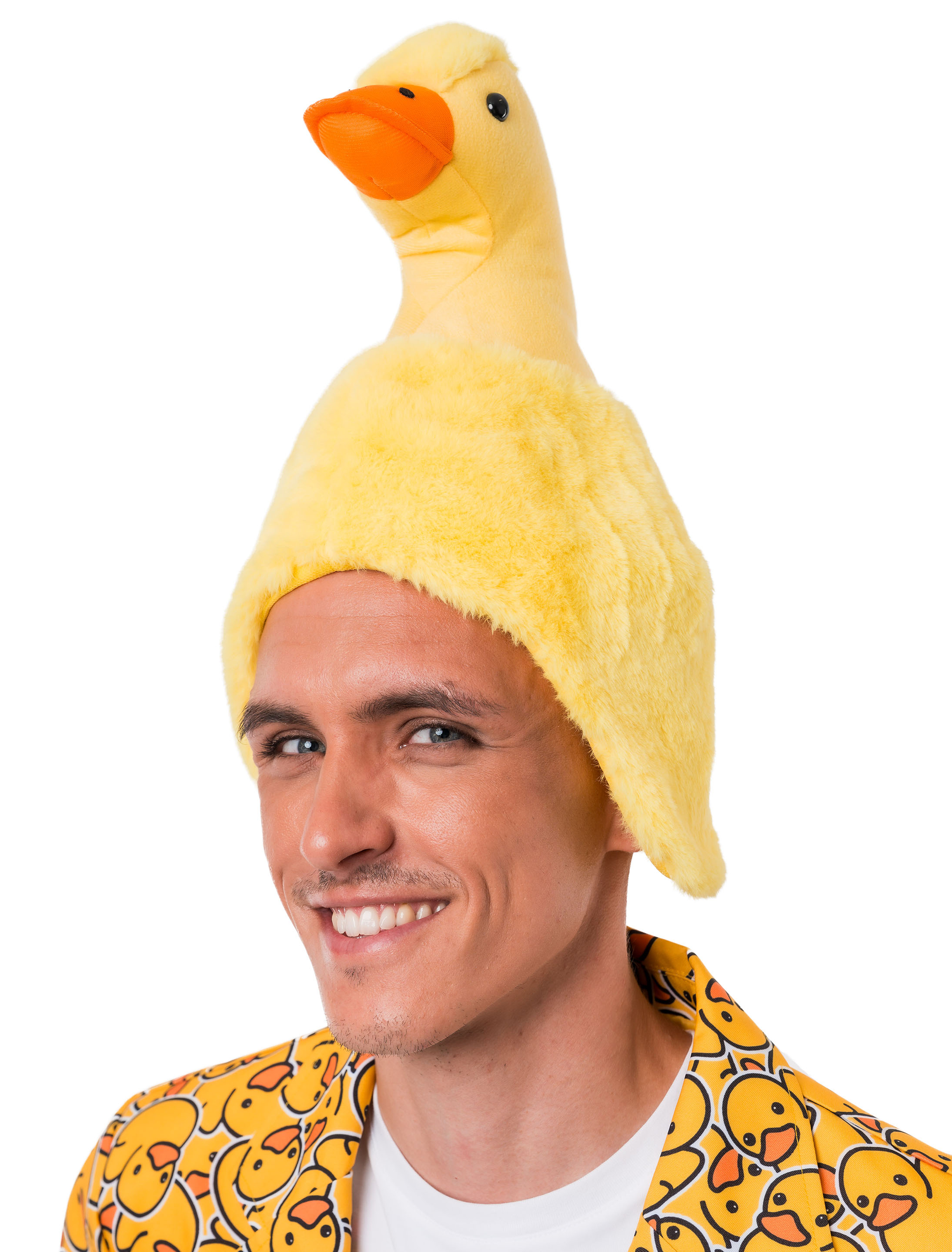 Mütze Ente Plüsch gelb one size