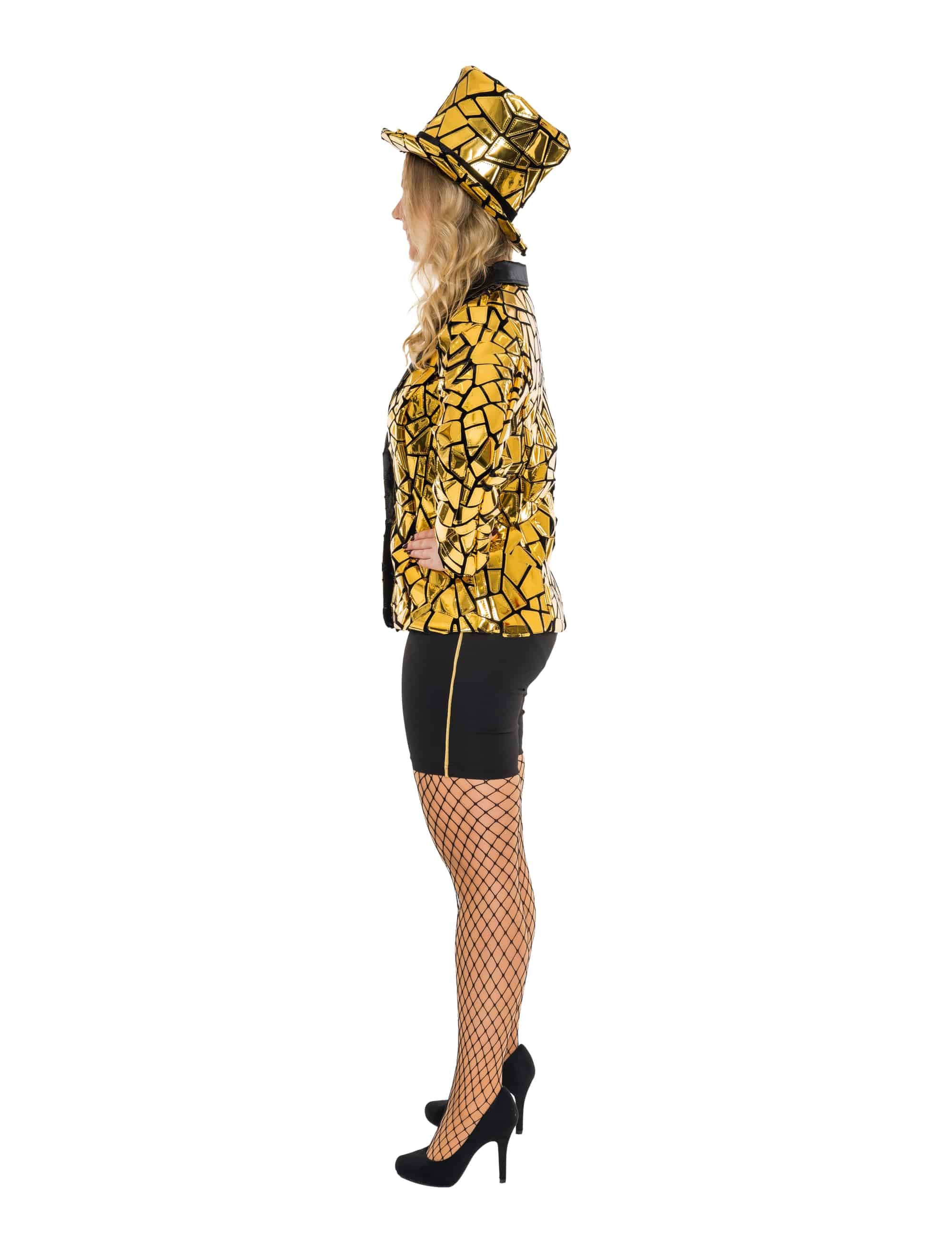 Blazer mit Spiegelmosaik Damen gold S
