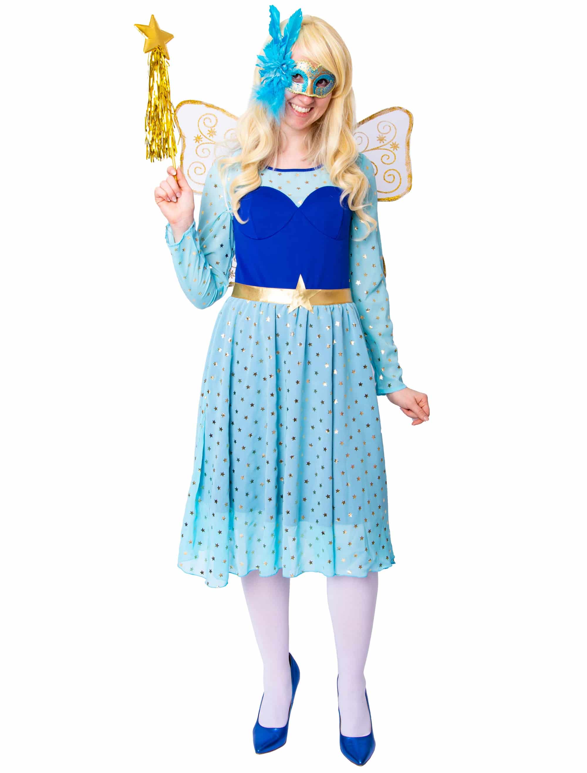 Kleid mit Sternen Damen blau M