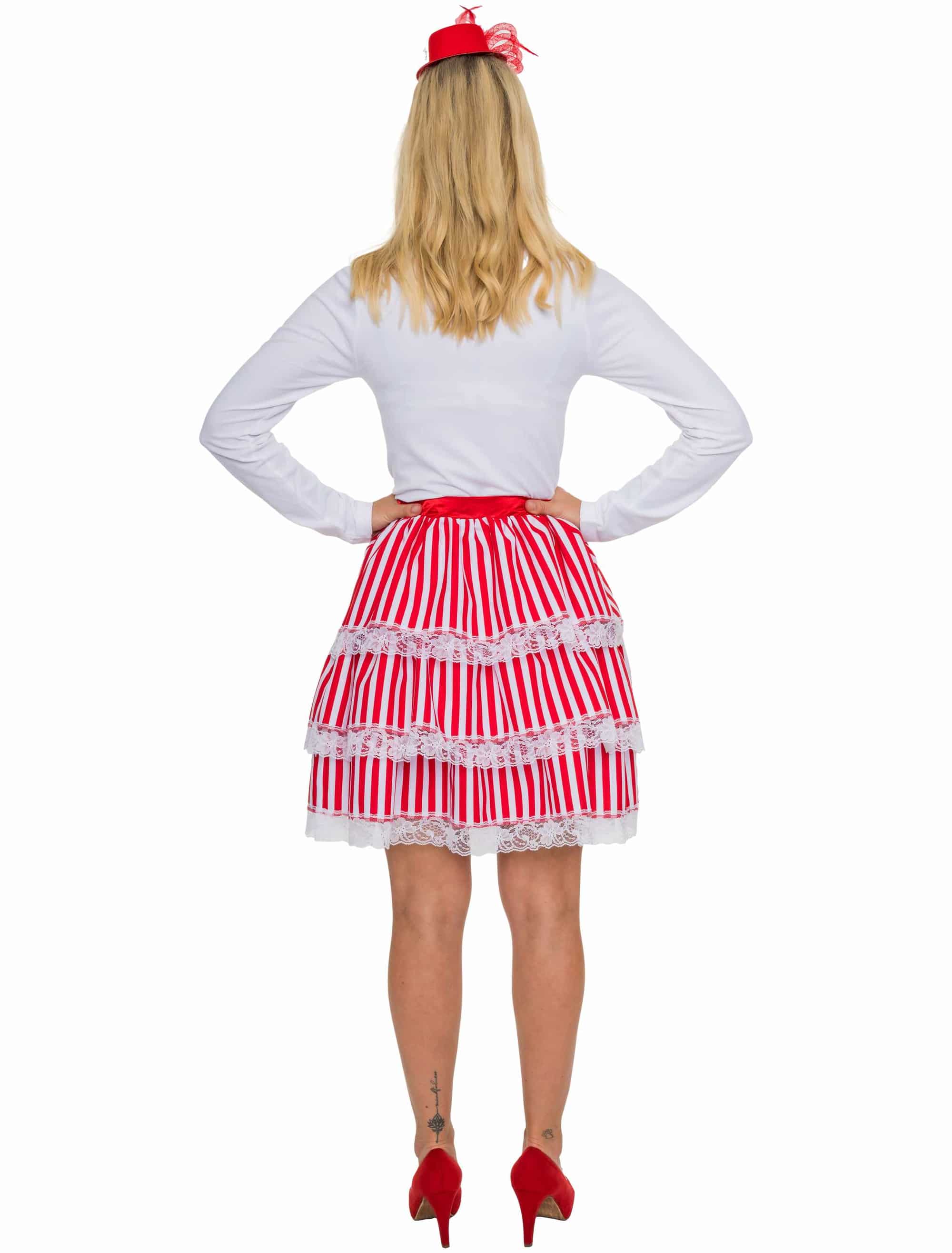 Rock mit Rüschen Gestreift Damen rot/weiß L/XL