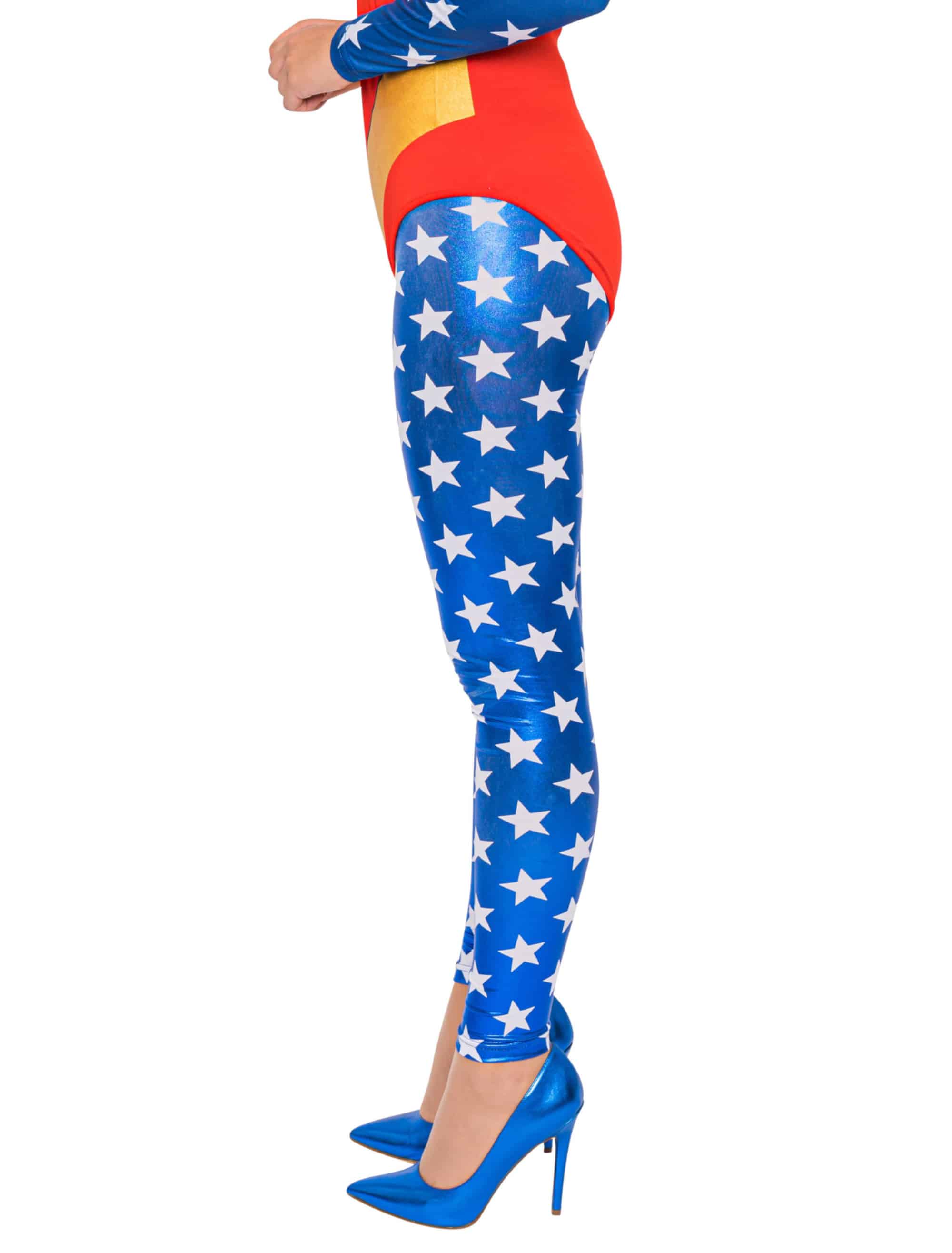 Leggings mit Sternen Damen blau/silber XS