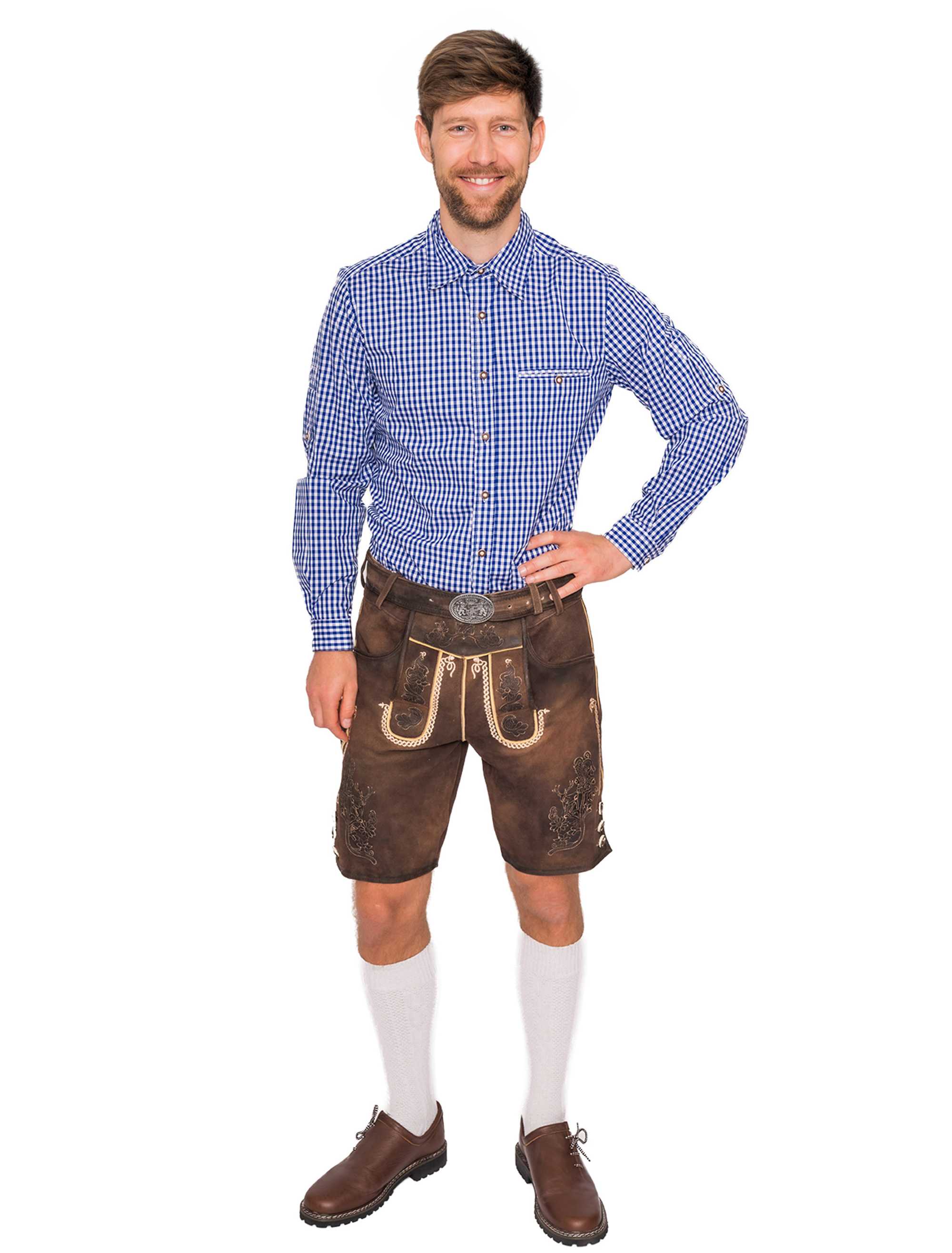 Lederhose Leo kurz Herren braun 4XL