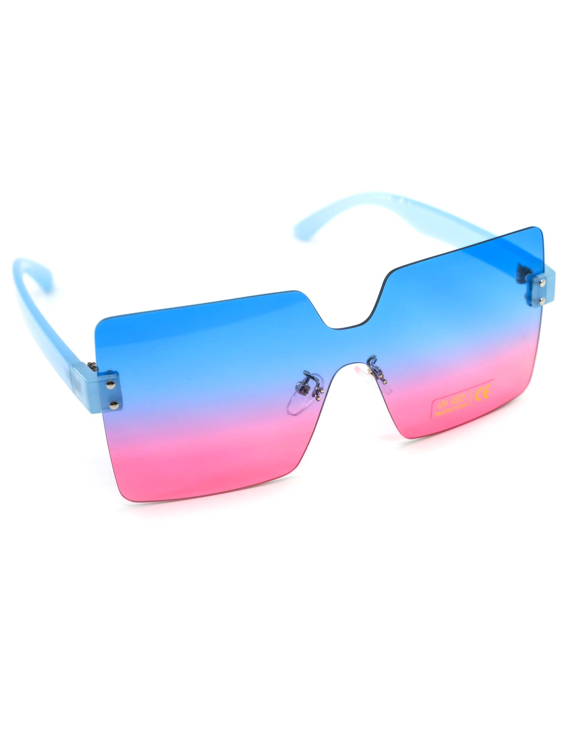 Brille randlos blau/rot