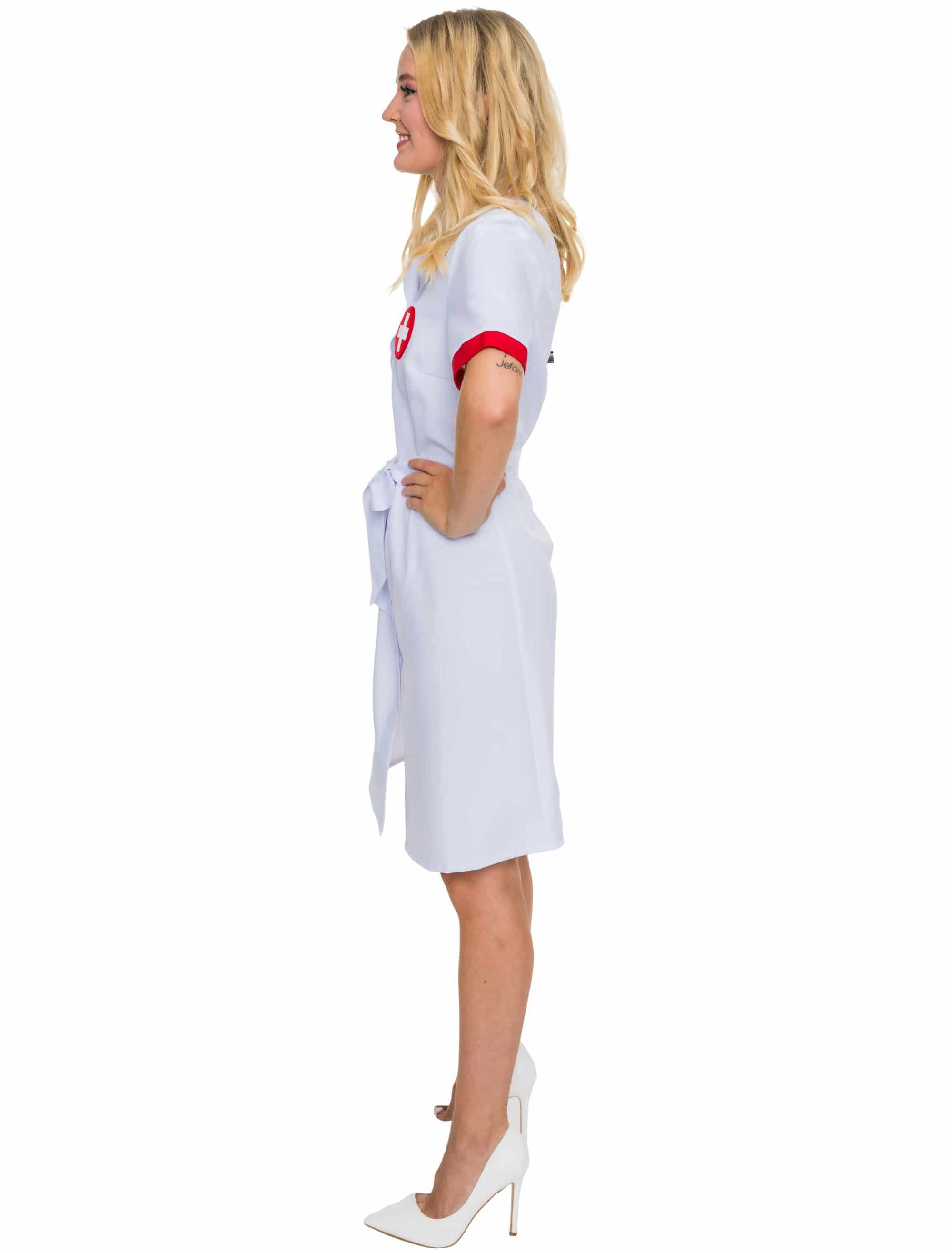 Kleid Krankenschwester Damen weiß S/M