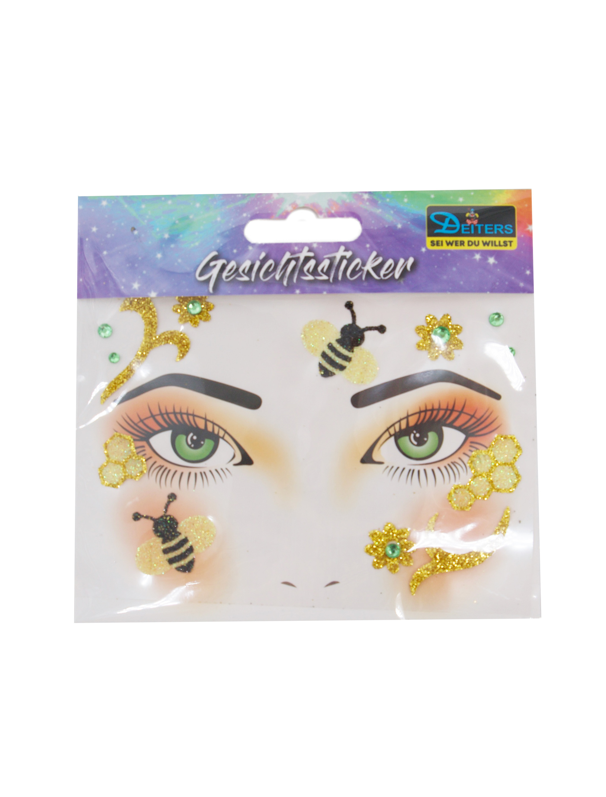 Gesichtssticker Biene und Blume gold/gelb