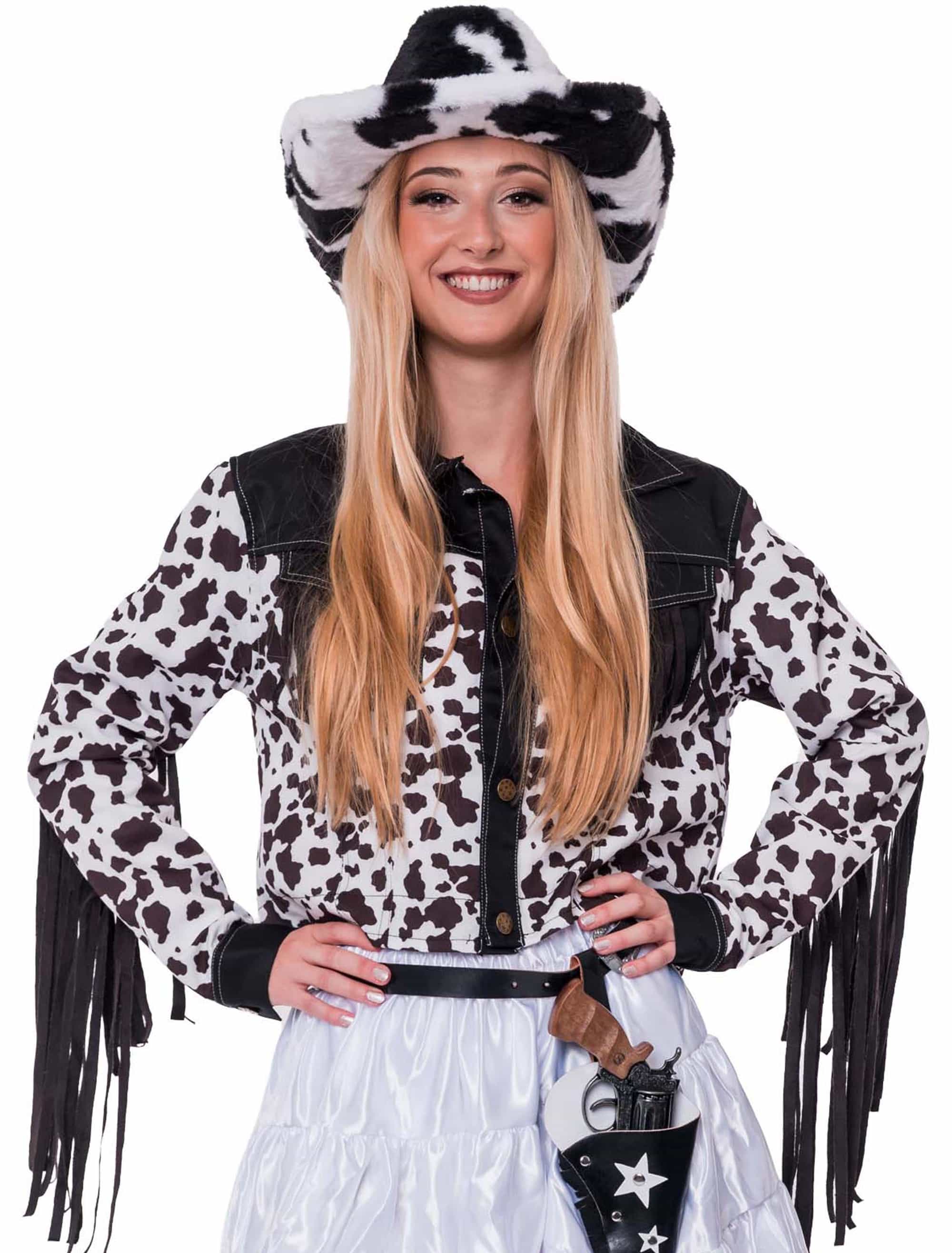 Jacke Cowgirl Kuh Damen schwarz/weiß S/M