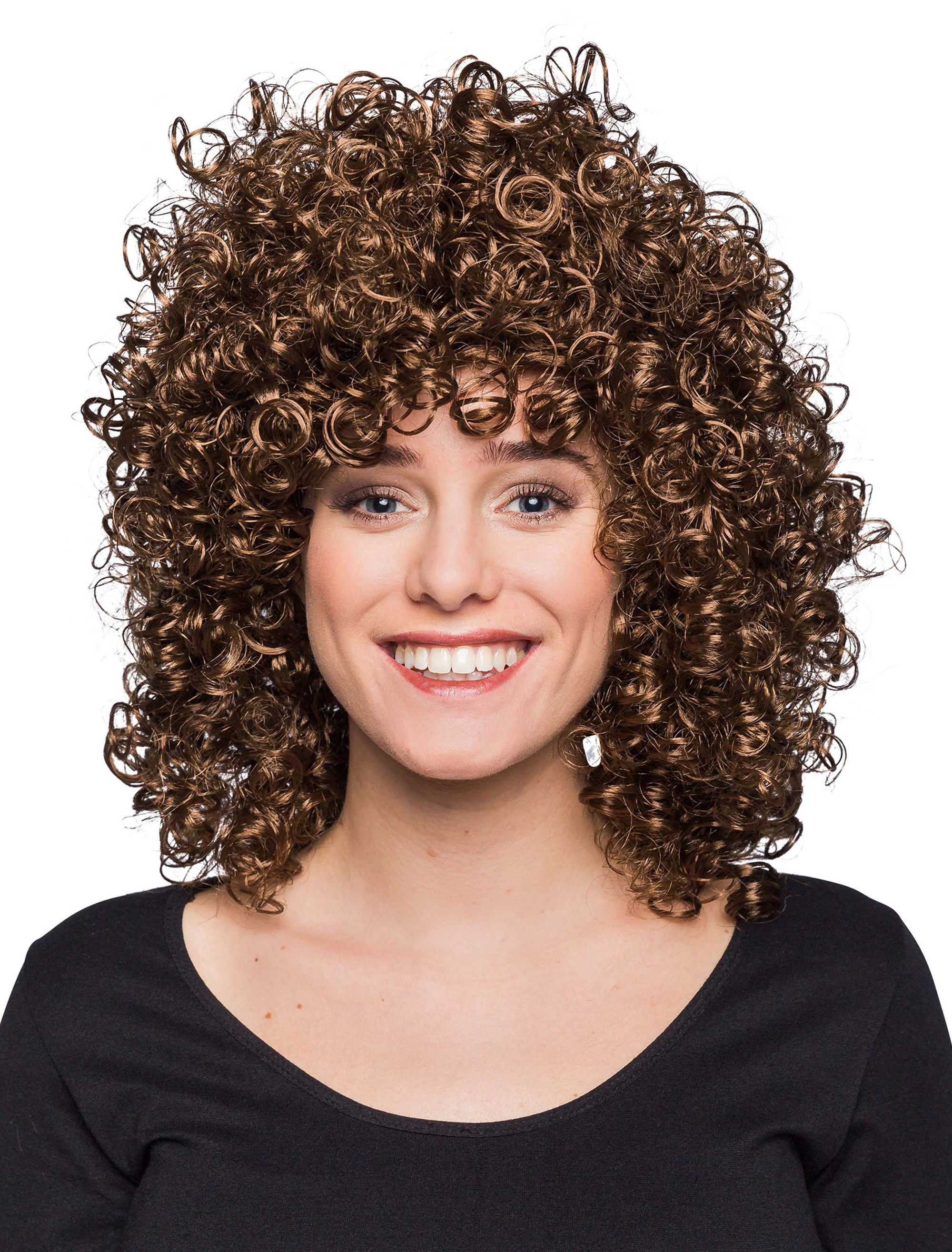 Perücke mittelang wilde Locken braun one size