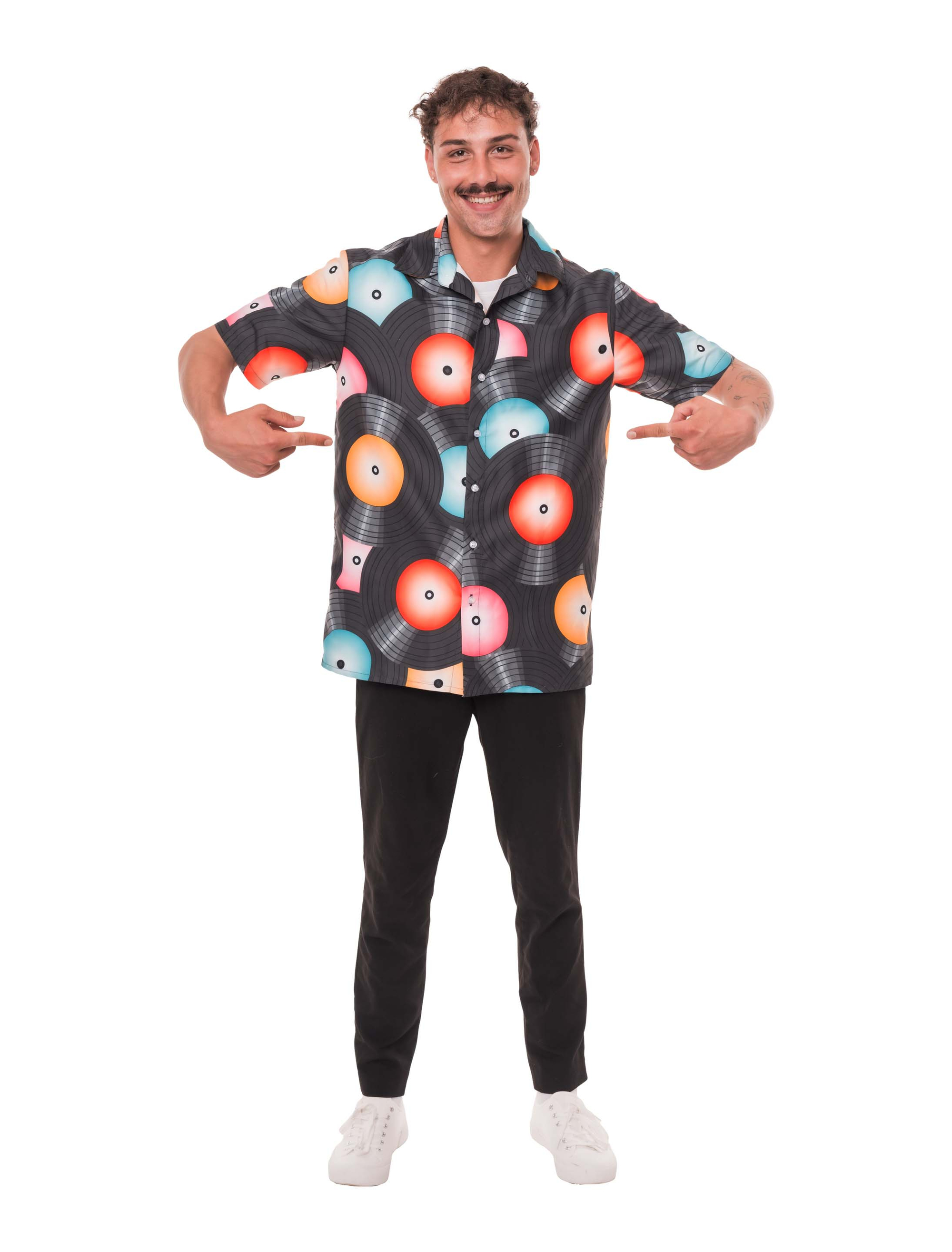 Hemd Schallplatte Herren bunt S/M