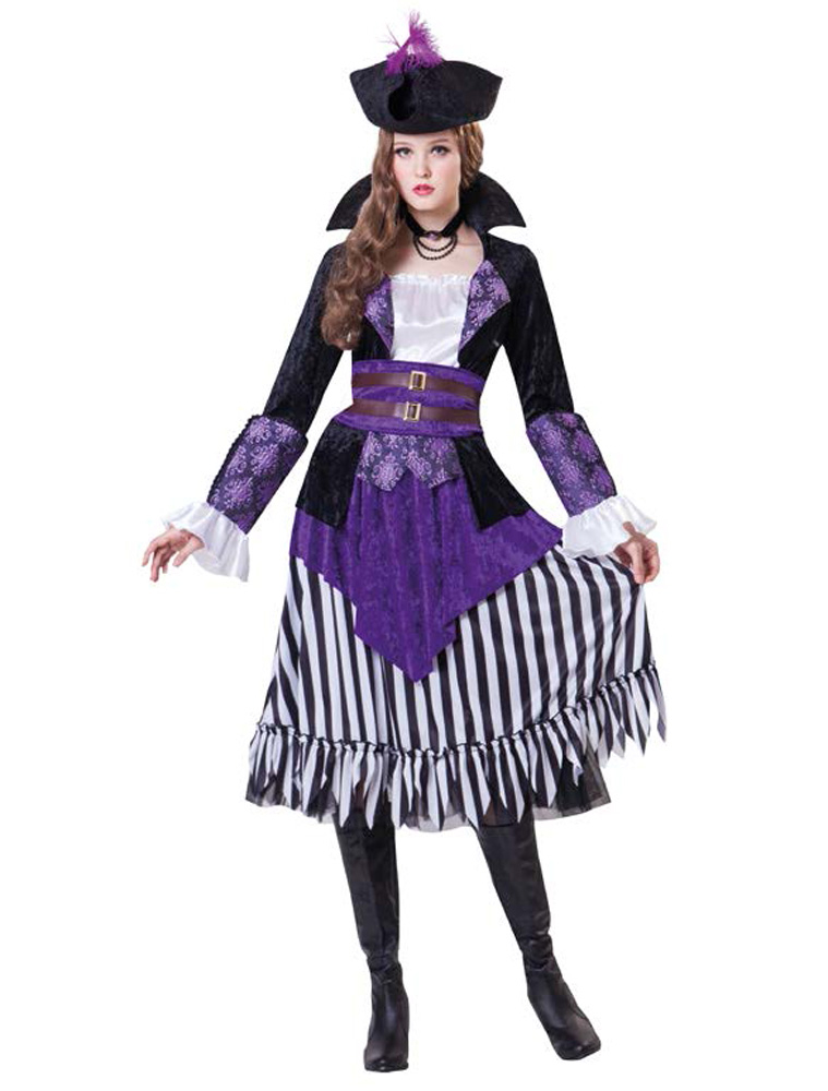 Kleid Piratin 4tlg. Damen lila S