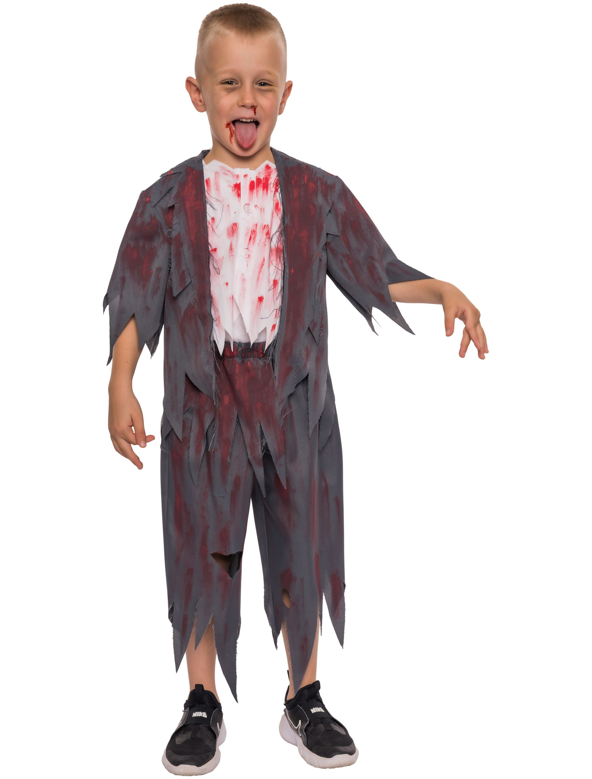 Zombie Schuluniform blutig 2-tlg. Unifarben dunkelblau 116