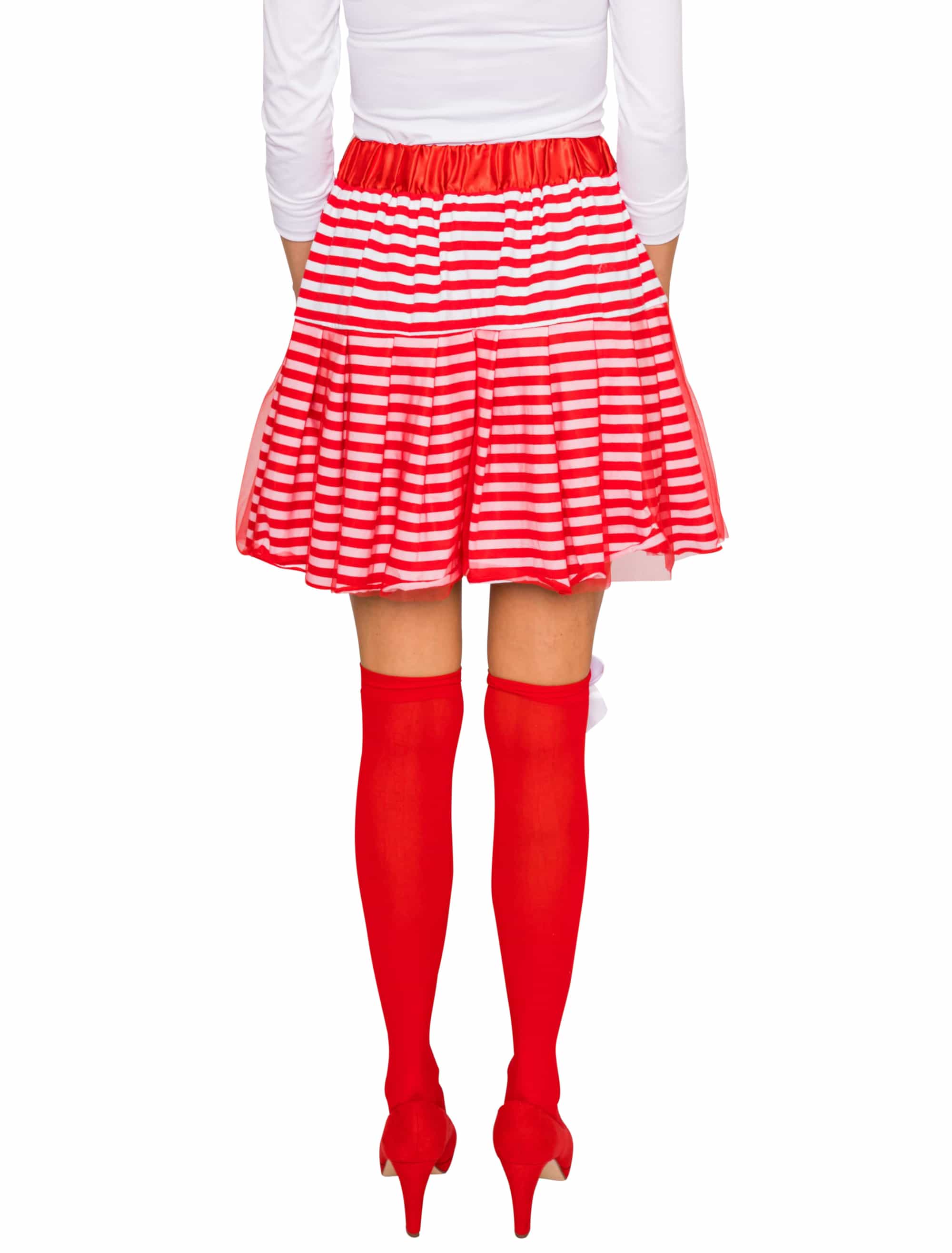 Rock Damen rot/weiß mit rotem Tüll