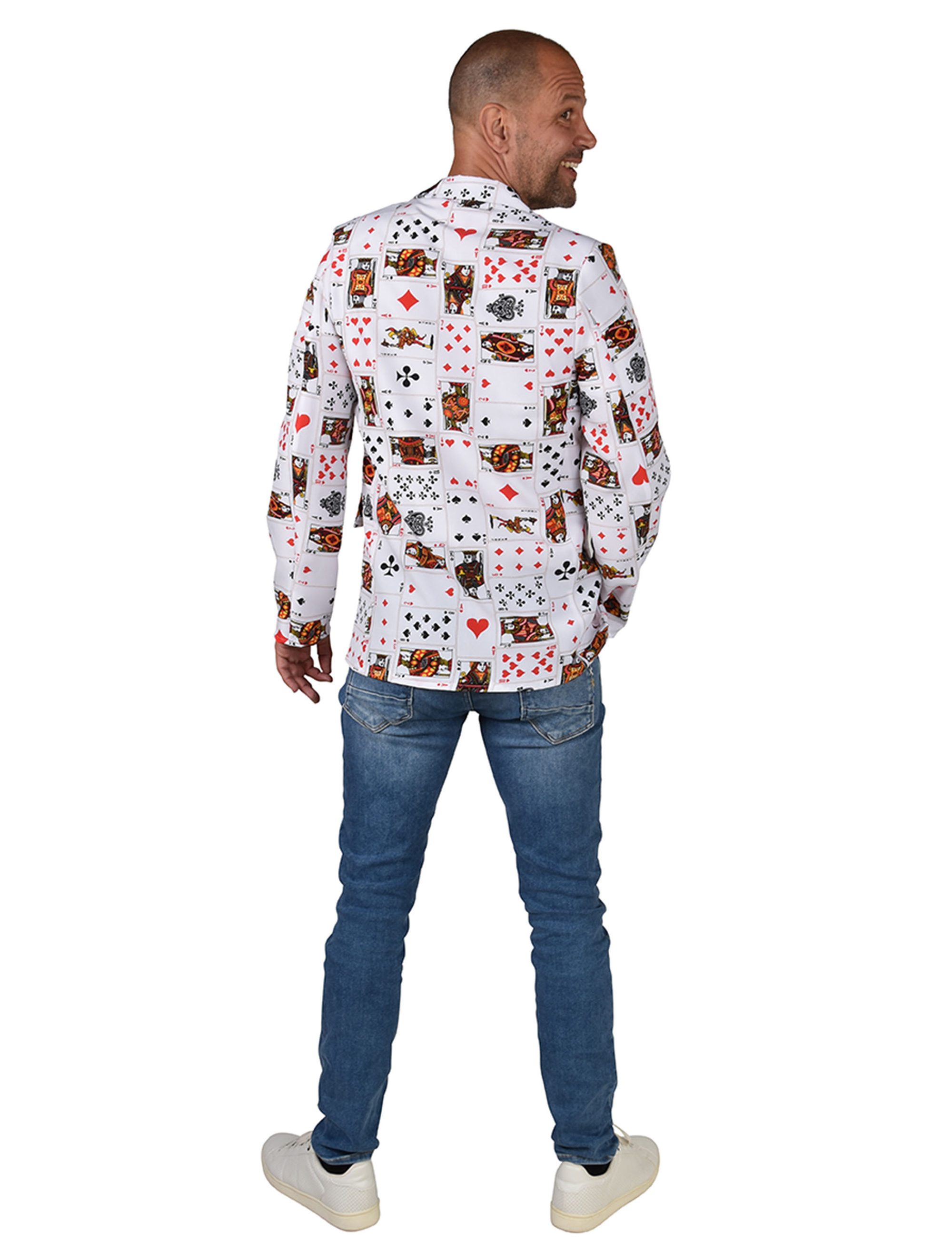 Jackett Spielkarten Herren schwarz/weiß/rot M