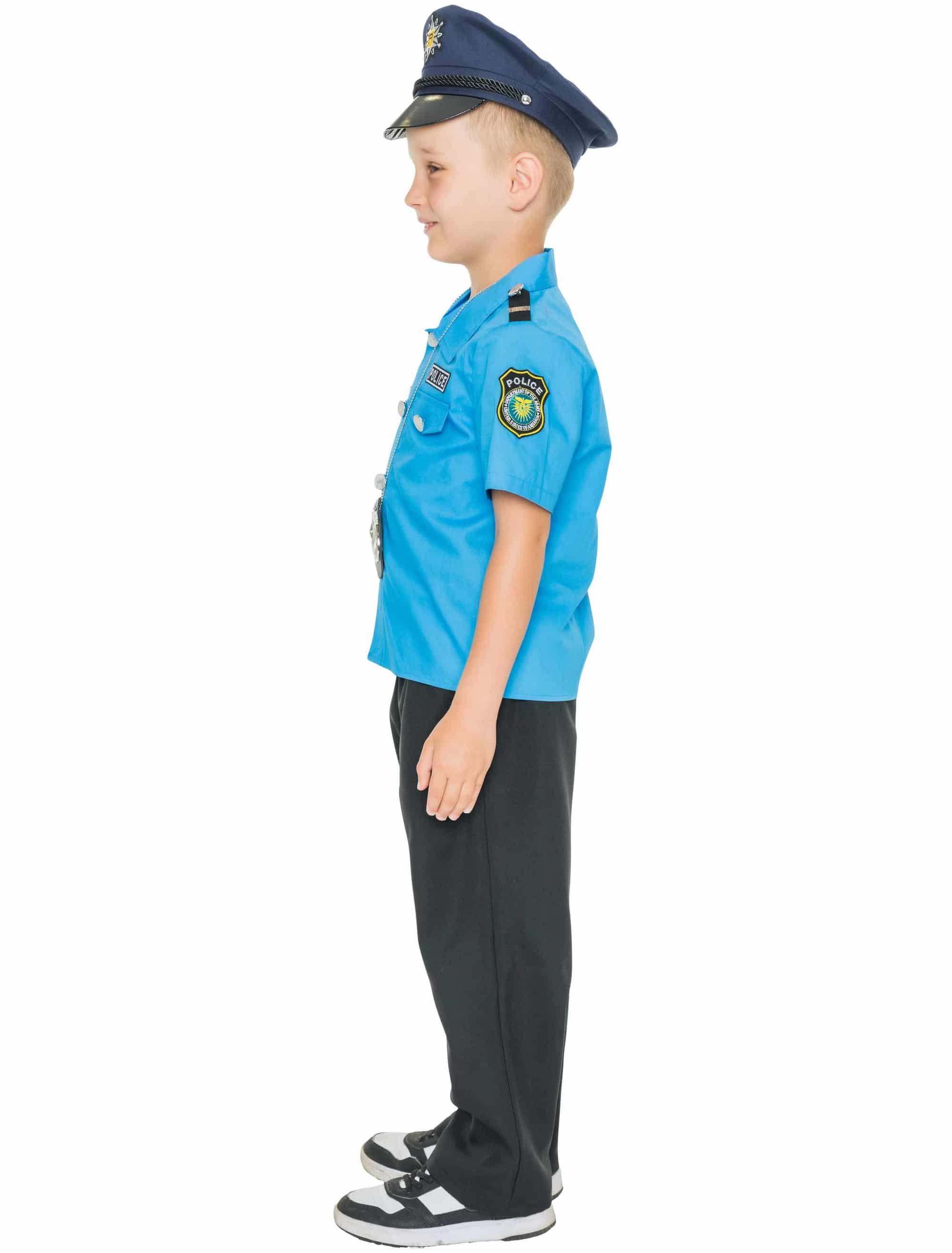 Kostüm Cop 2-teilig Kinder blau/schwarz 116