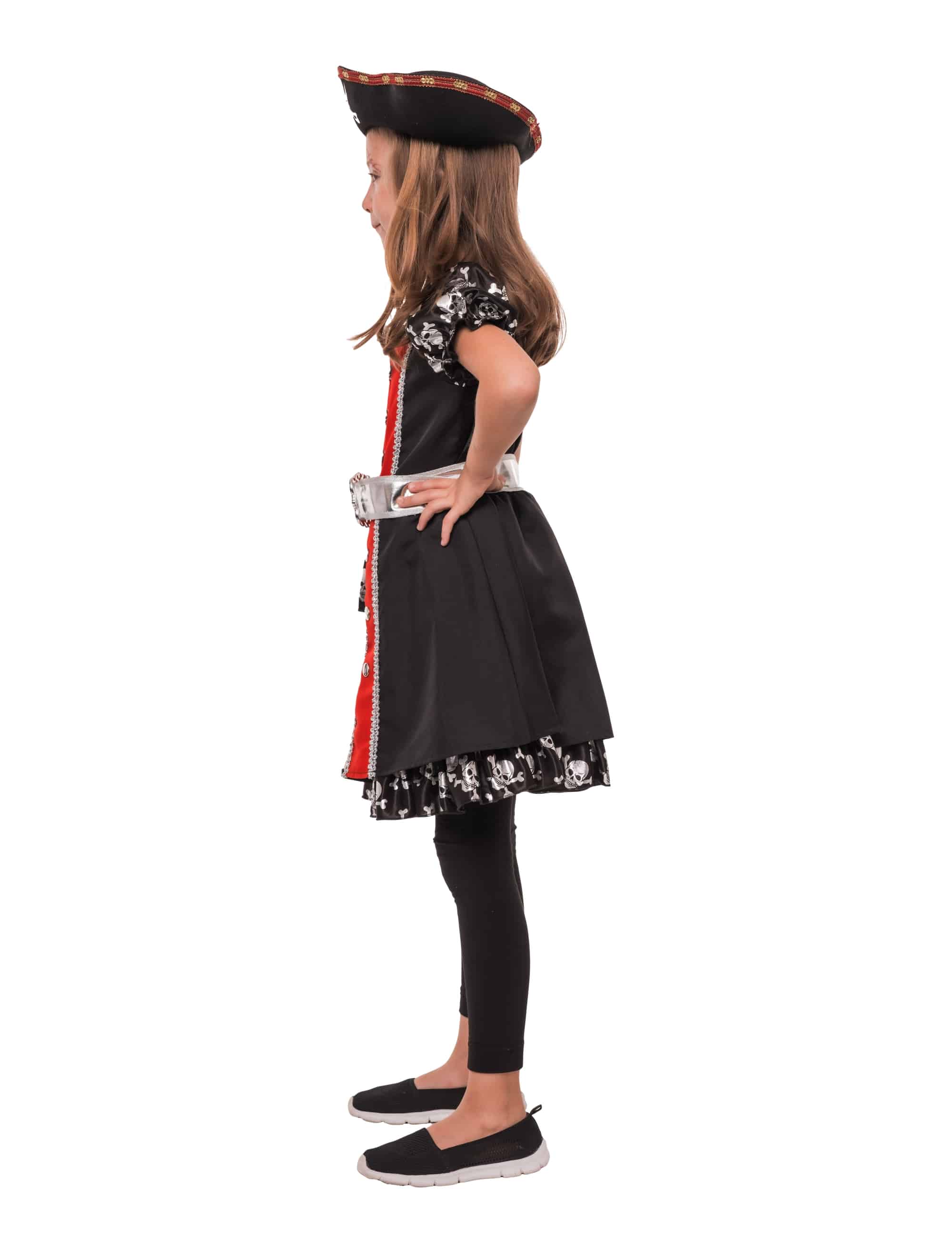 Kleid Piratin 2-tlg. Kinder schwarz/rot 4-6 Jahre