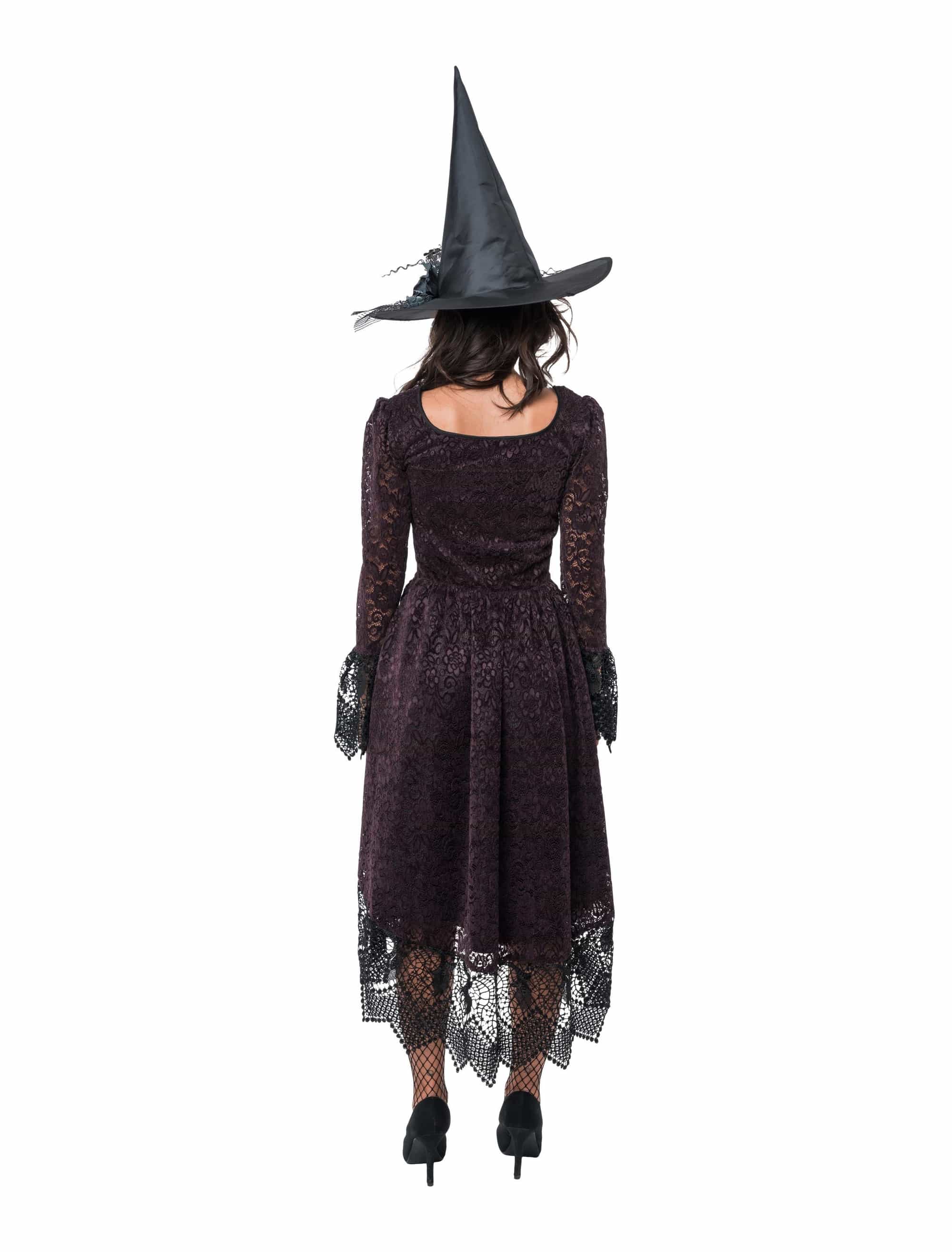 Spitzenkleid Hexe mit Schnürung Damen lila/schwarz S