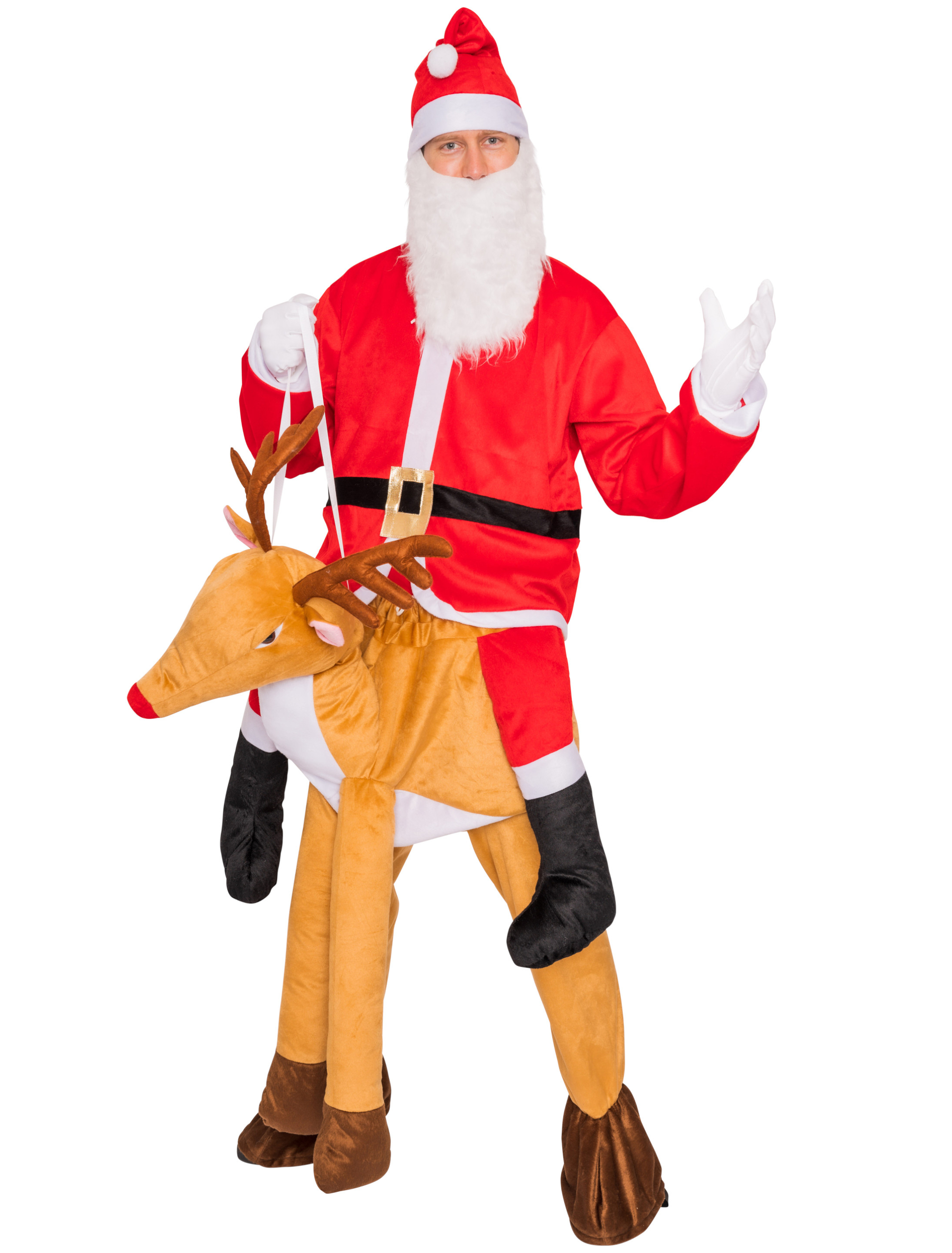 Kostüm Huckepack Rentier mit Santa 4-tlg.