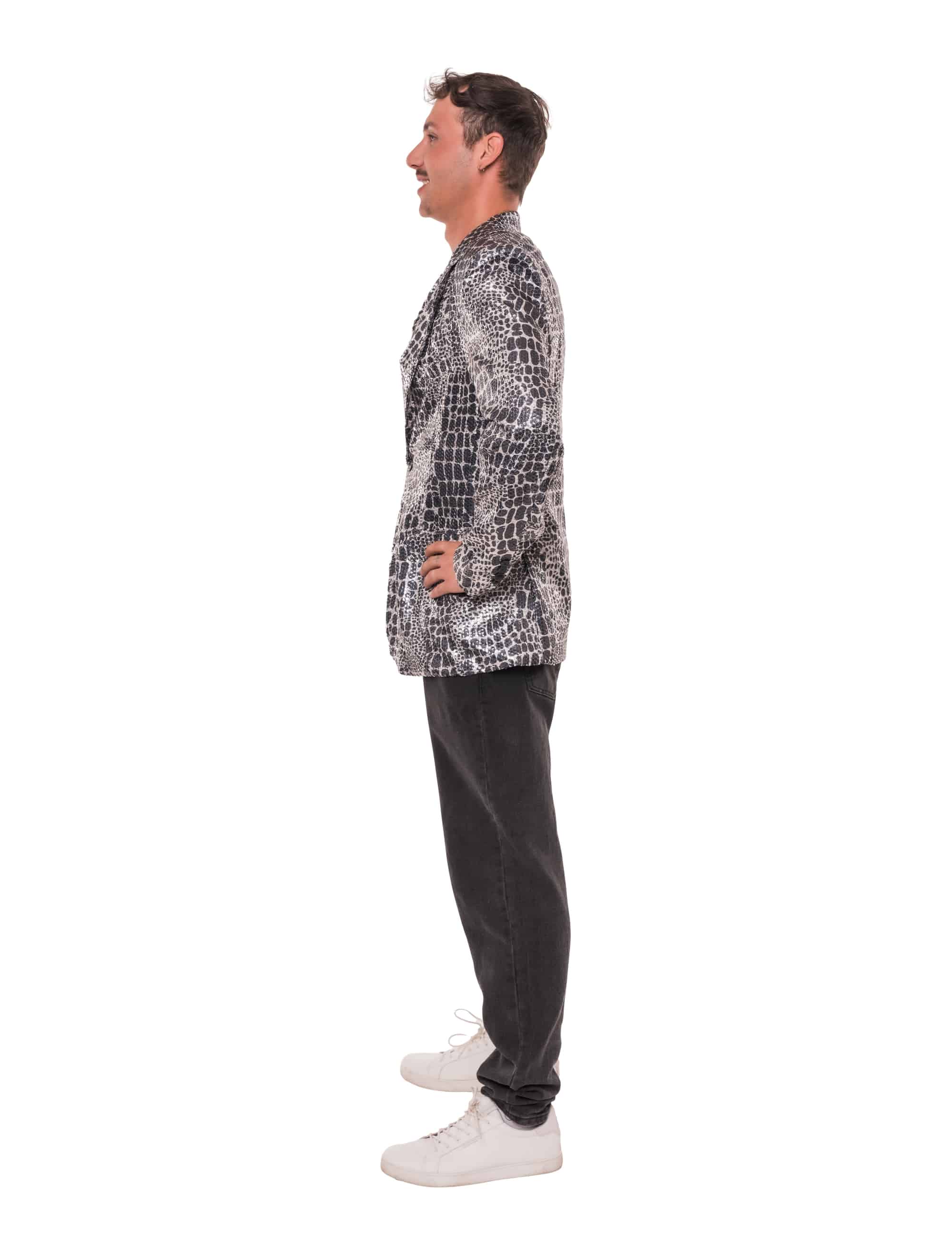 Jackett Krokodil mit Pailletten Herren schwarz/silber S/M