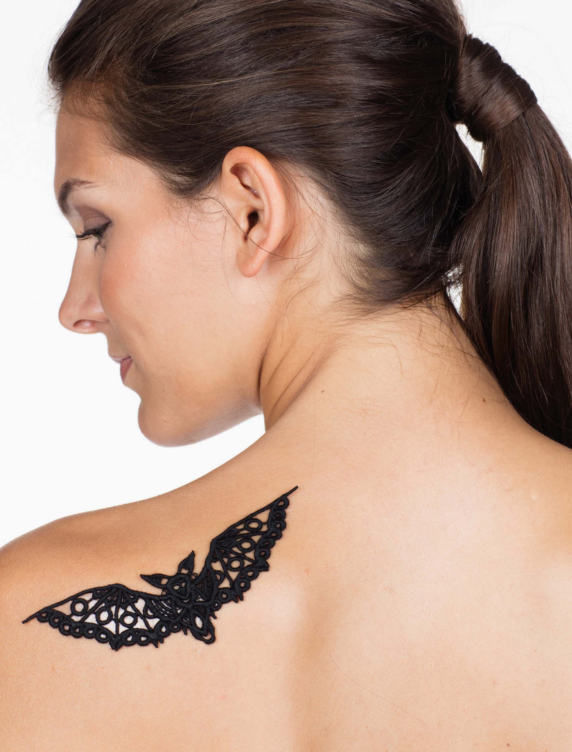 Körpertattoo Fledermaus schwarz