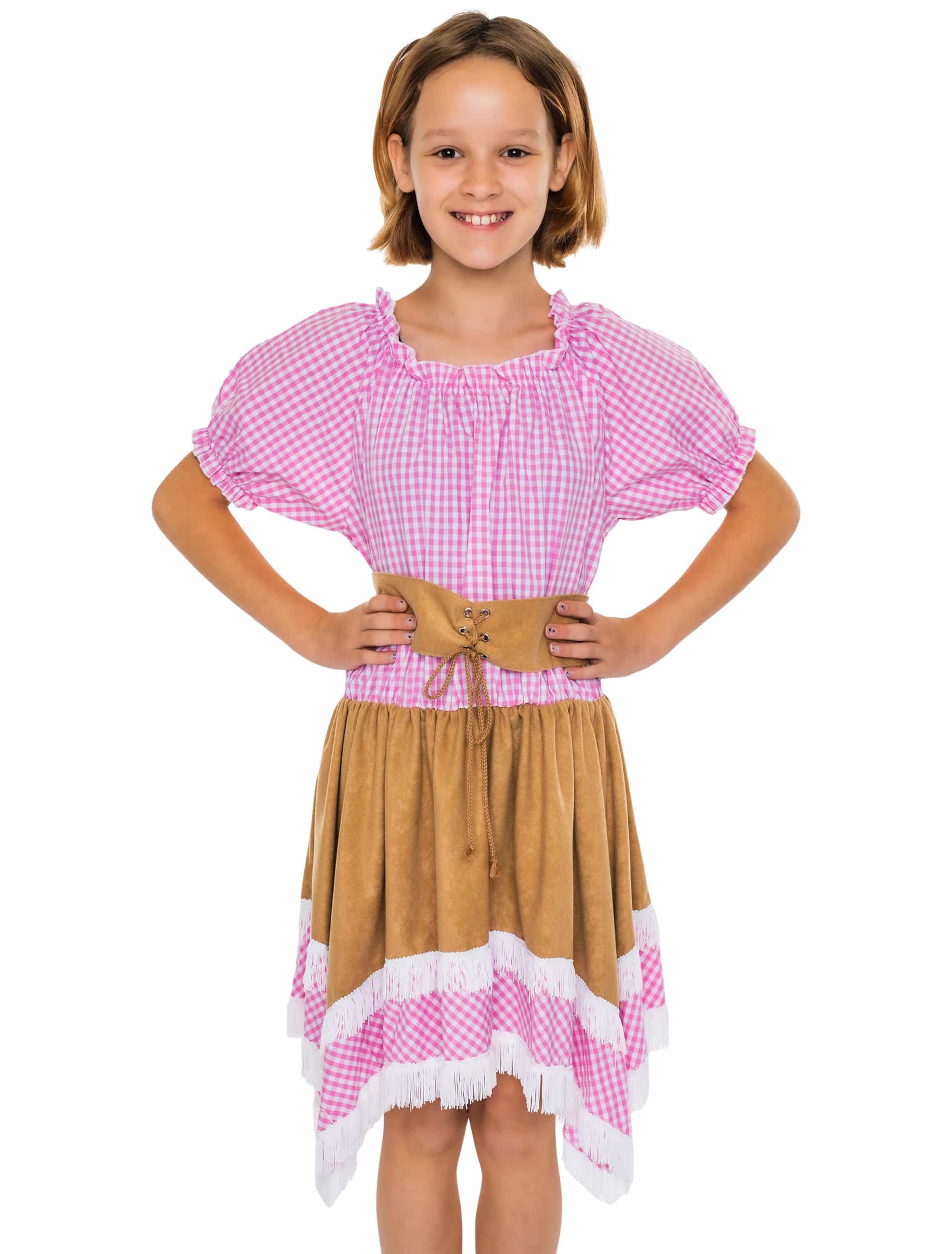 Kleid Cowgirl Kinder pink/weiß 128