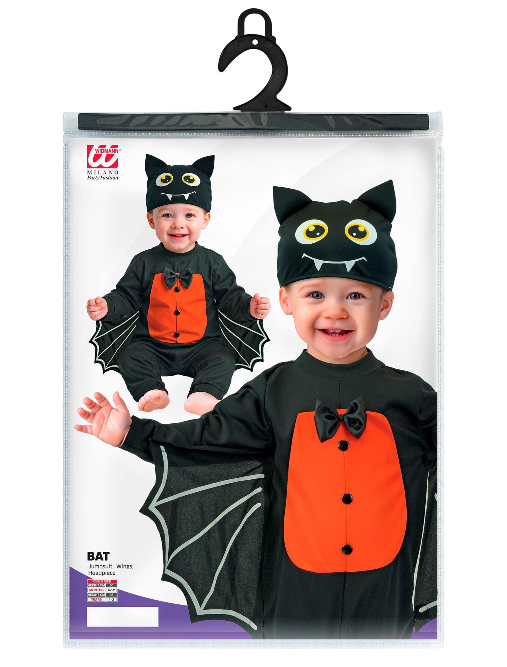 Overall Fledermaus 3-tlg. schwarz/orange 98