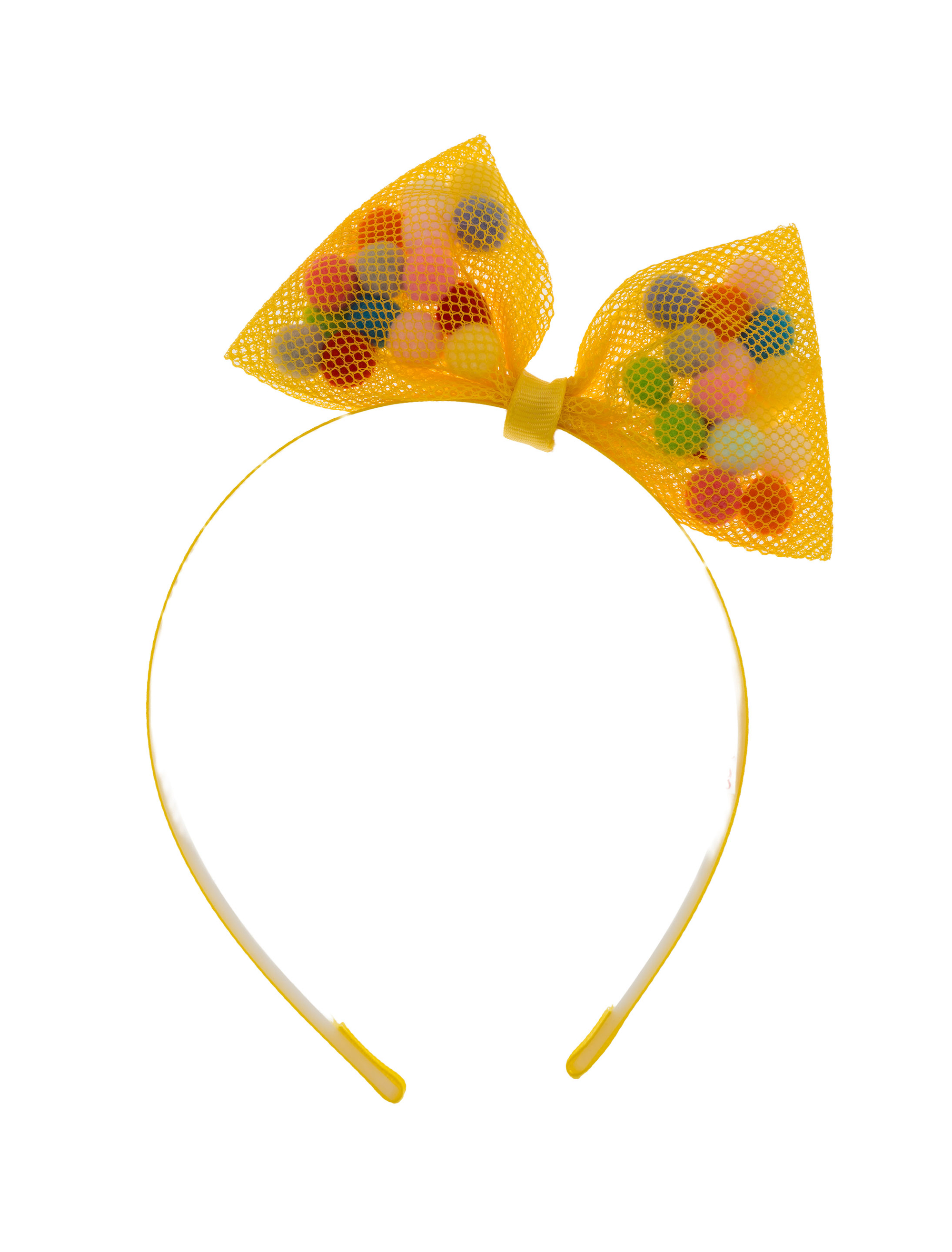 Haarreif Schleife mit Pompoms gelb