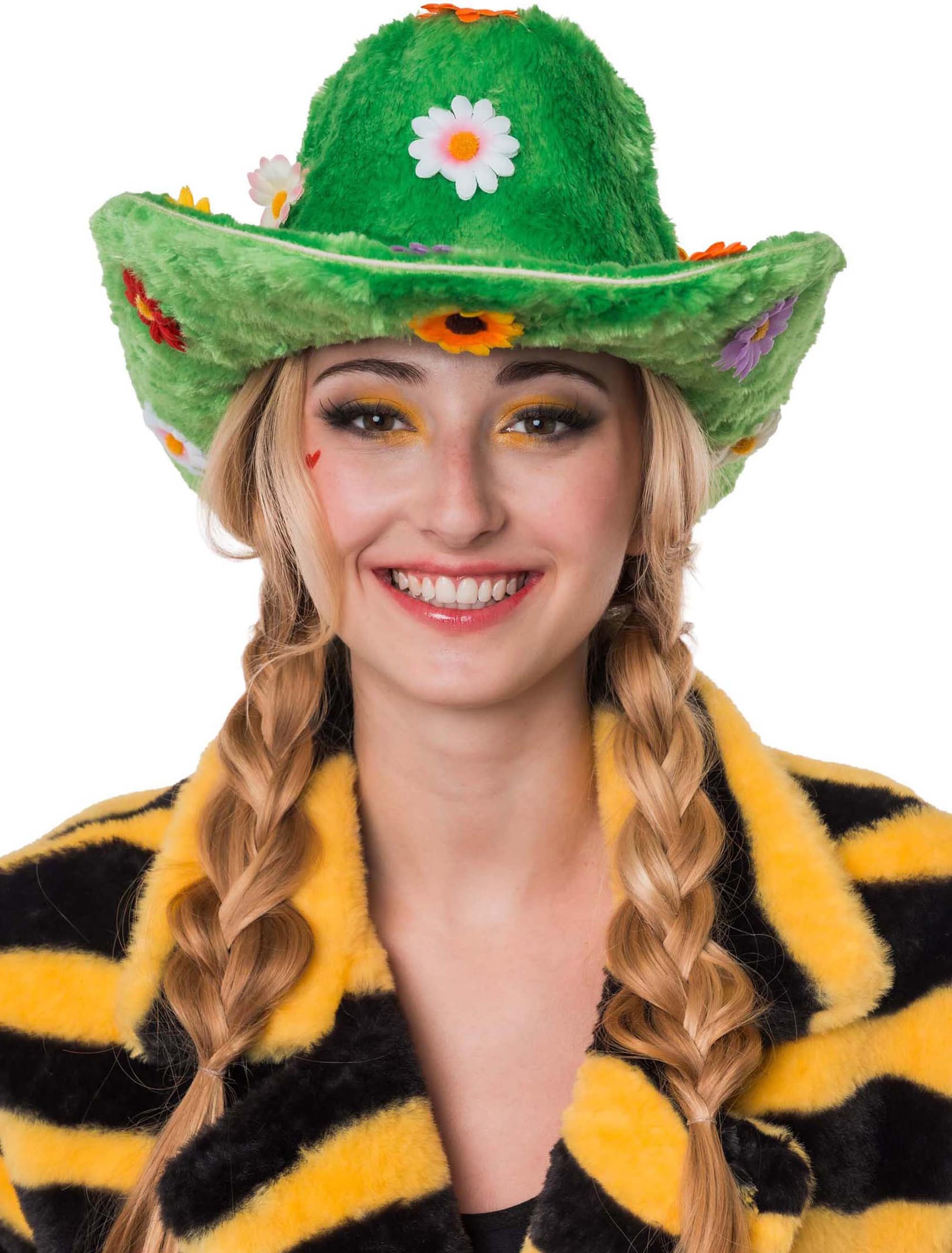 Cowboyhut Gras mit Blumen grün 59