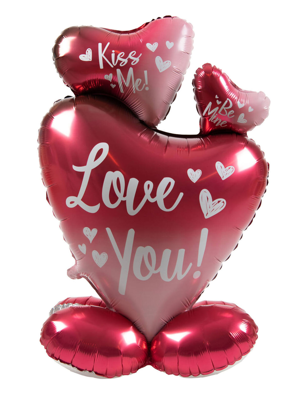 Folienballon Herzen Kiss me stehend 77cm rot