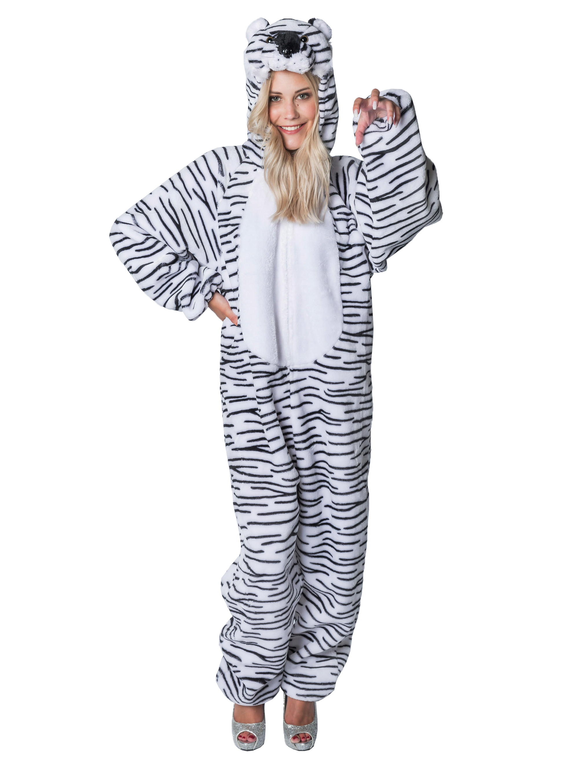 Overall Plüsch Tiger Damen schwarz/weiß 40-42