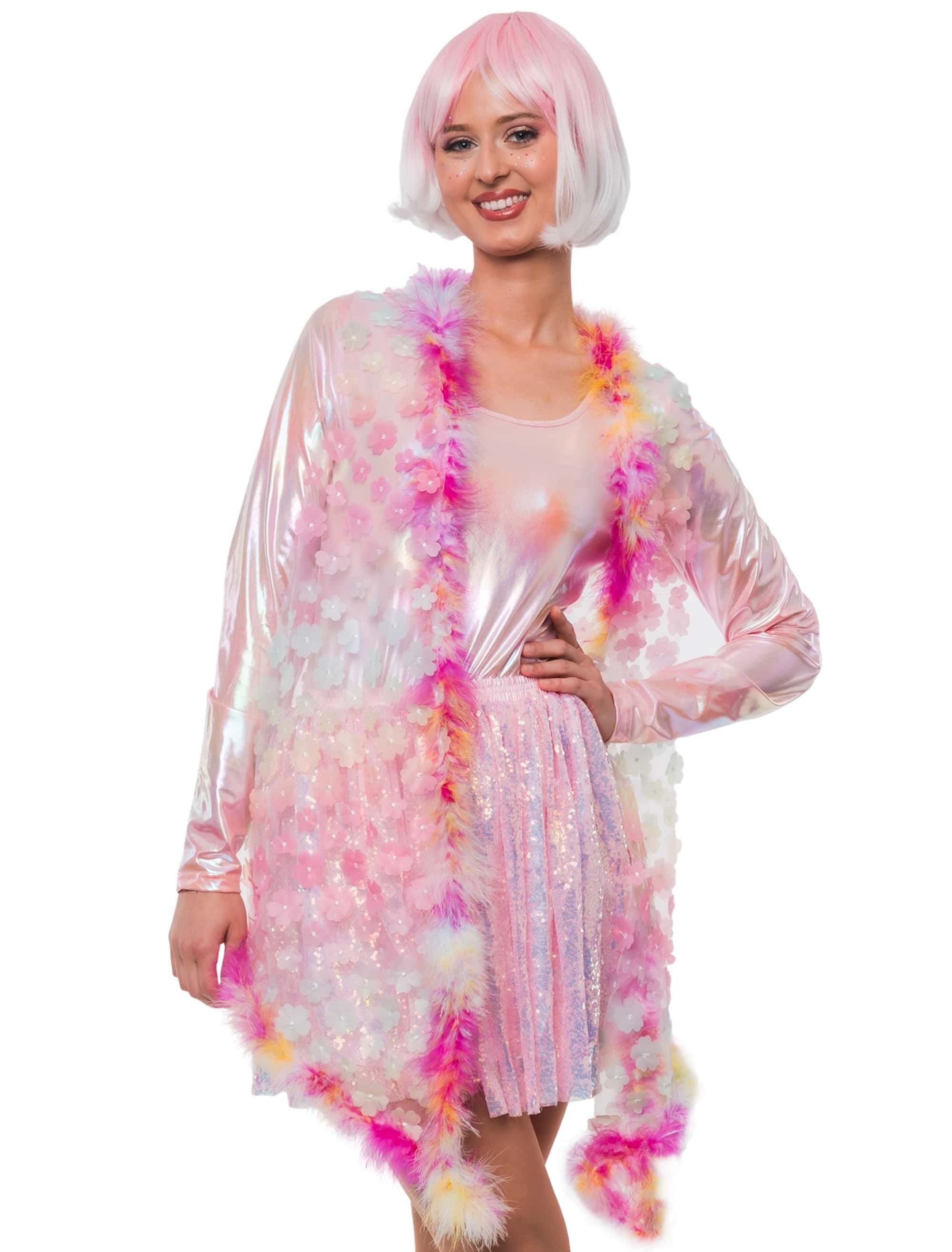 Weste lang Schmetterlinge Damen rosa S/M